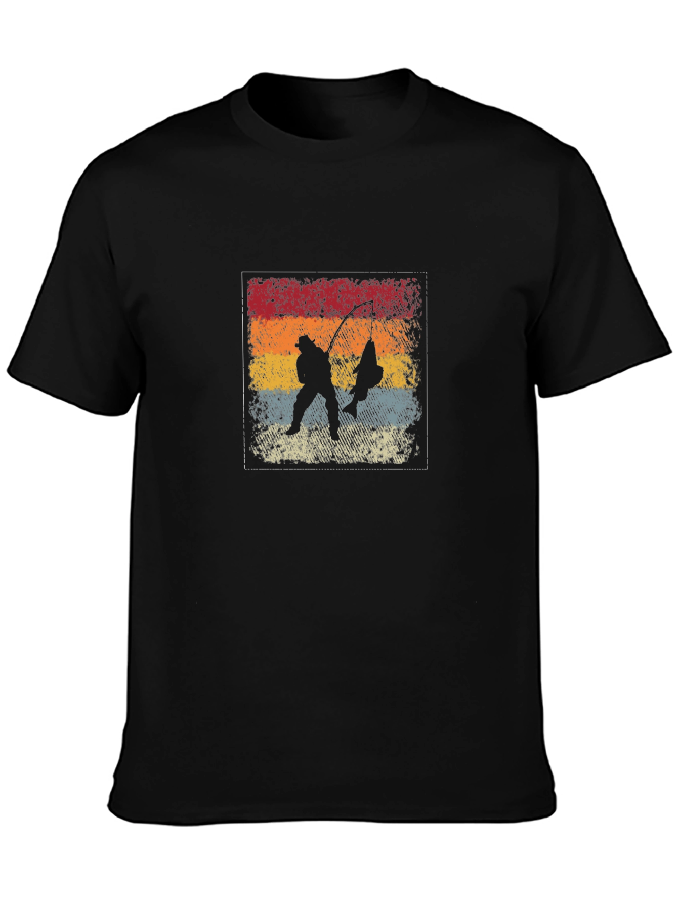 Retro Fisherman Graphic Tee - Black