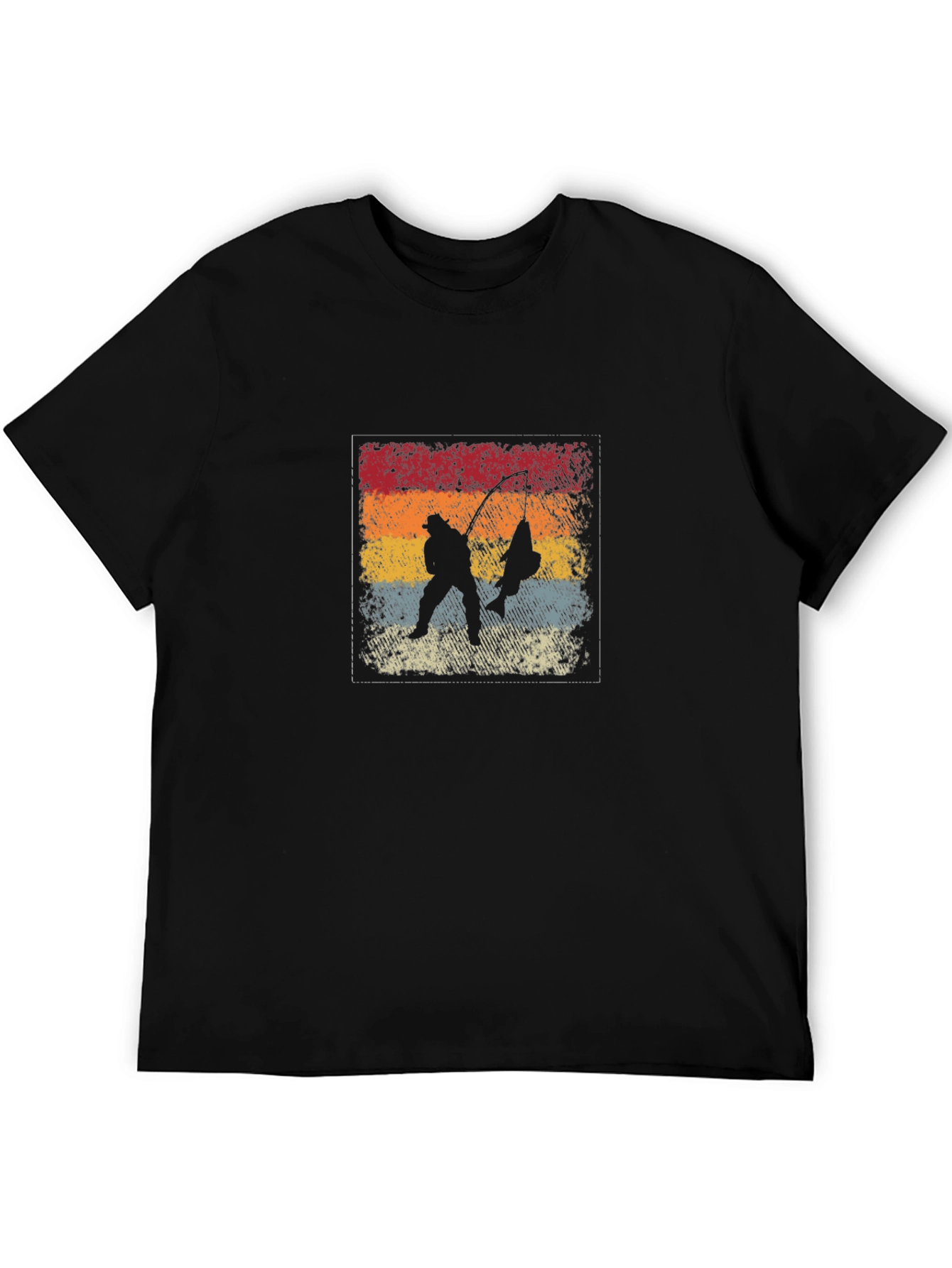 Retro Fisherman Graphic Tee - Black