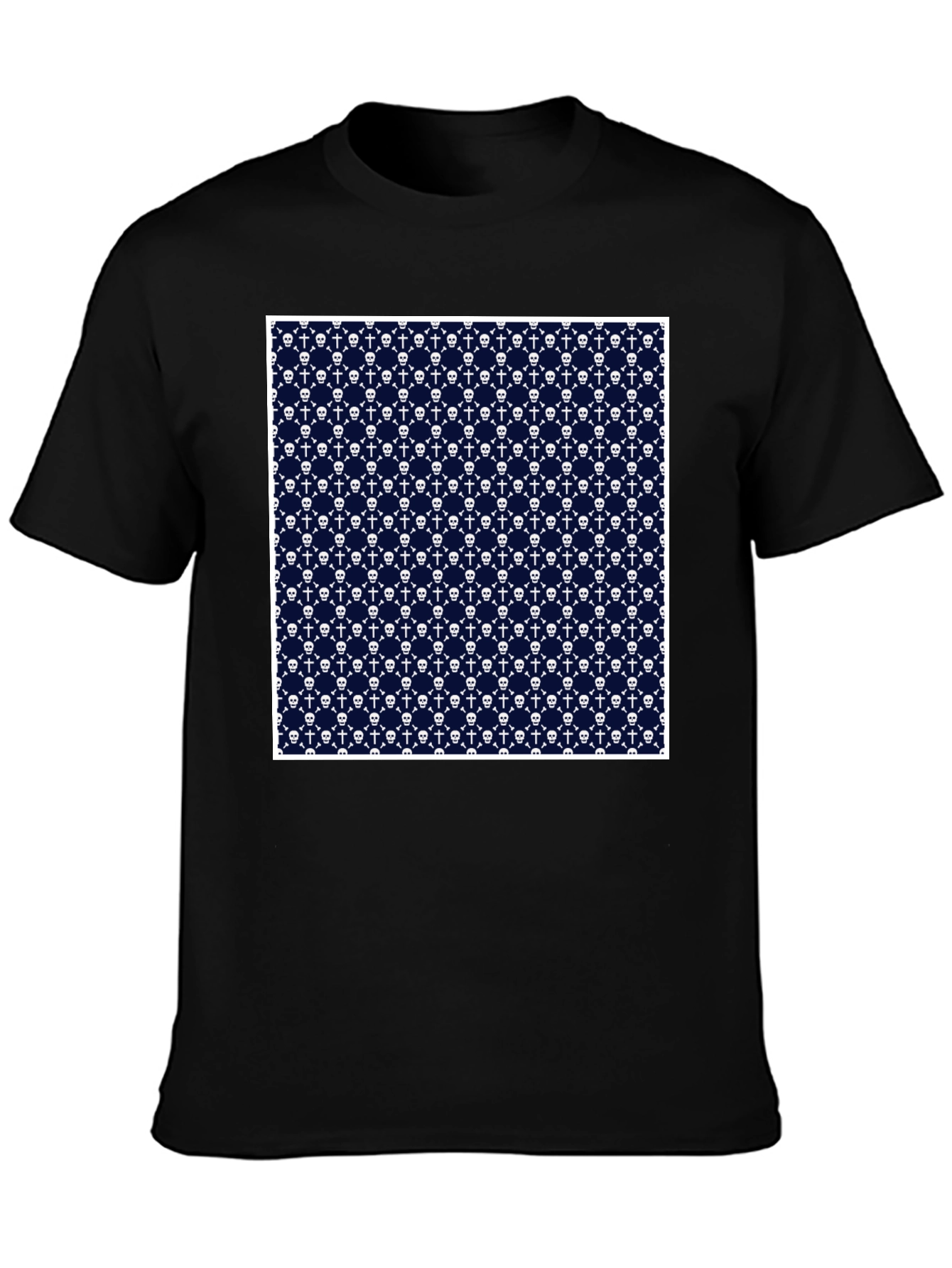 Skull & Crossbones Pattern Tee - Black