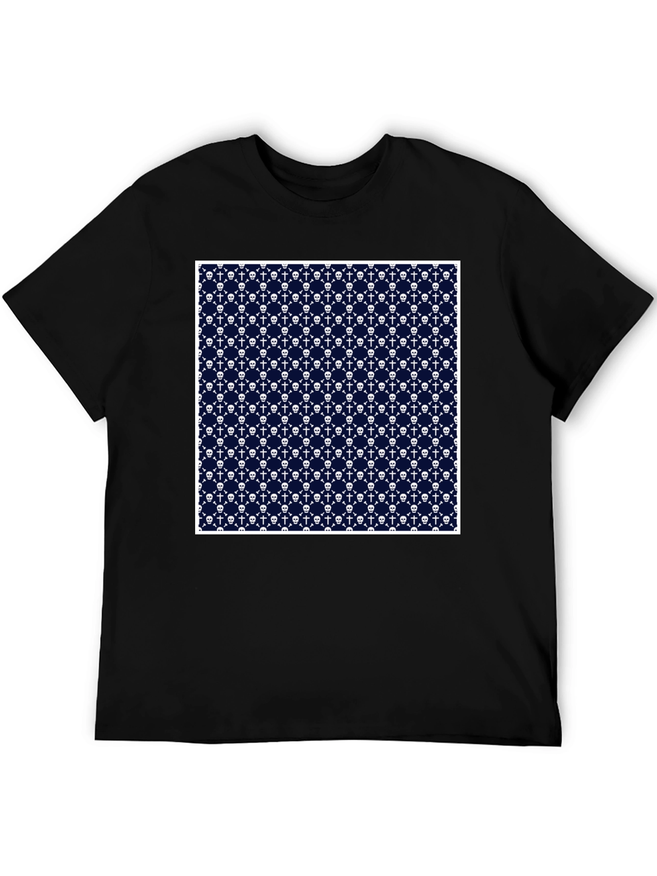 Skull & Crossbones Pattern Tee - Black