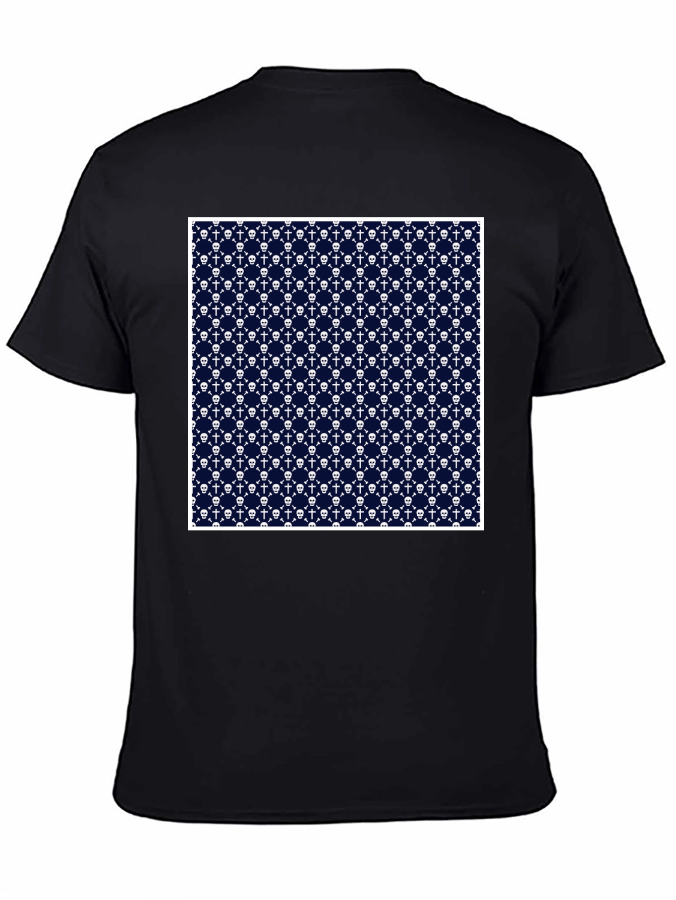 Skull & Crossbones Pattern Tee - Black