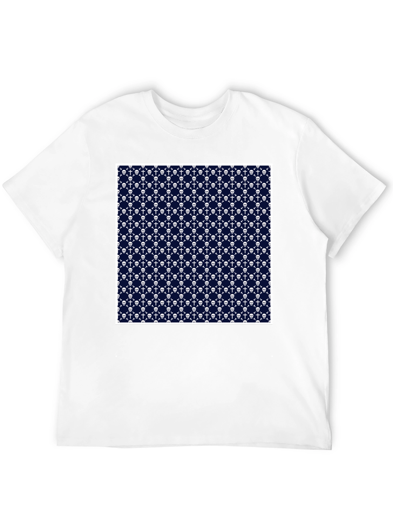 Skull & Crossbones Pattern Tee - Black