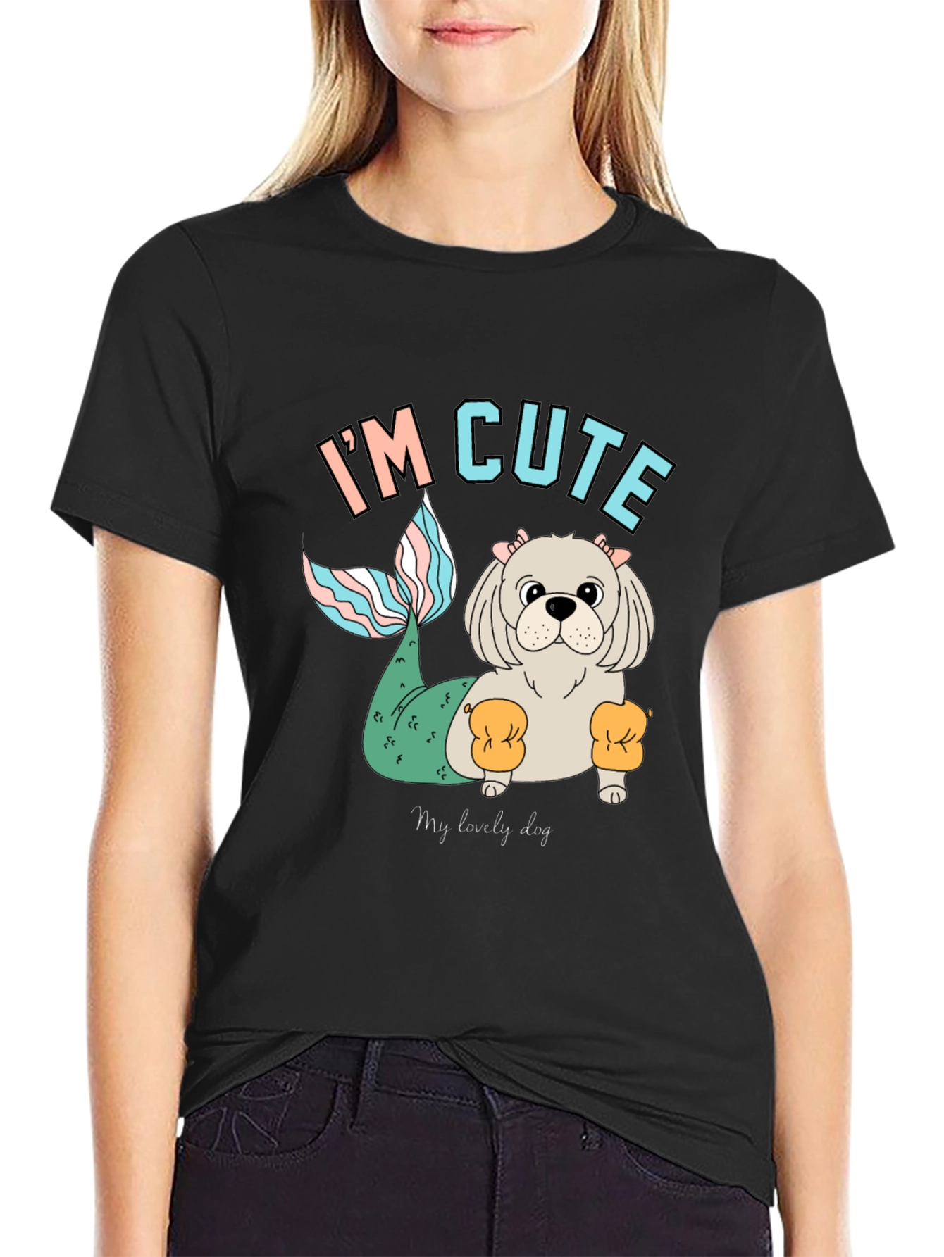 Cute Mermaid Dog T-Shirt Fun Novelty Tee