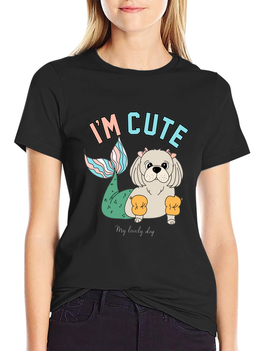 Cute Mermaid Dog T-Shirt Fun Novelty Tee