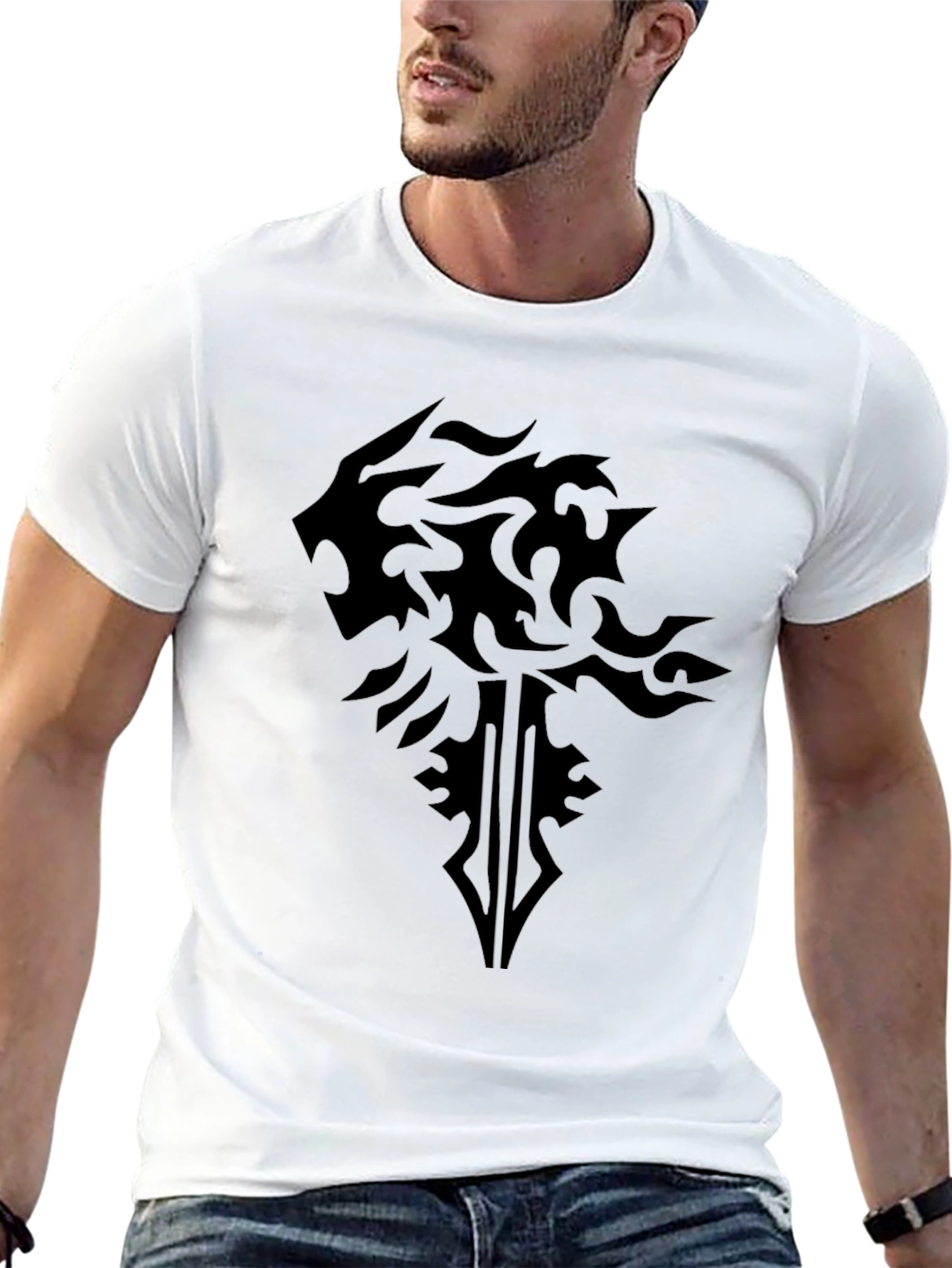 Black Lion Crest Graphic T-Shirt - Modern Style