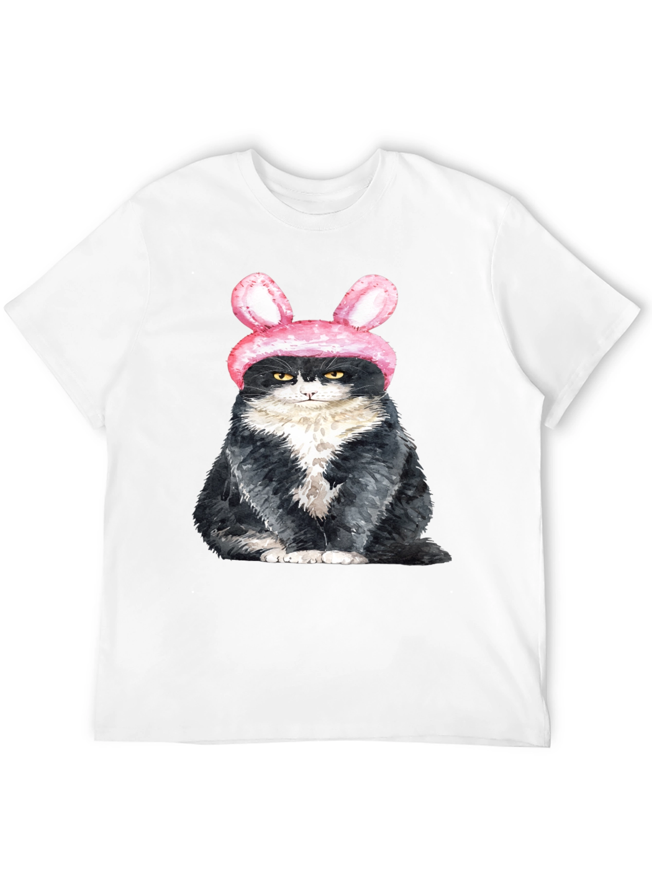 Grumpy Easter Bunny Cat Graphic T-Shirt