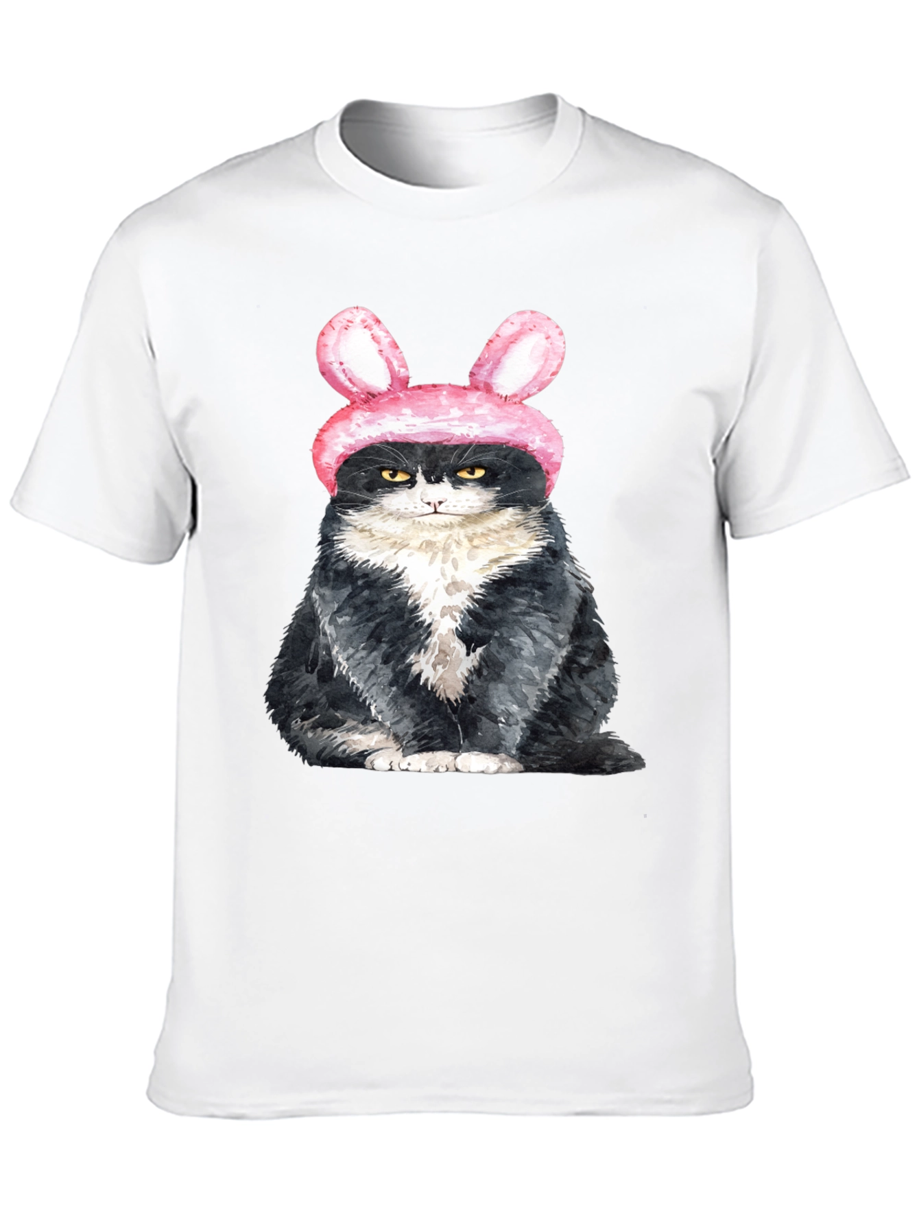 Grumpy Easter Bunny Cat Graphic T-Shirt