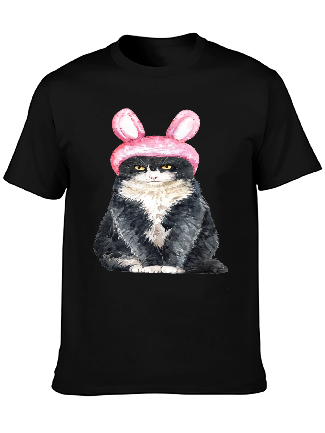 Grumpy Easter Bunny Cat Graphic T-Shirt