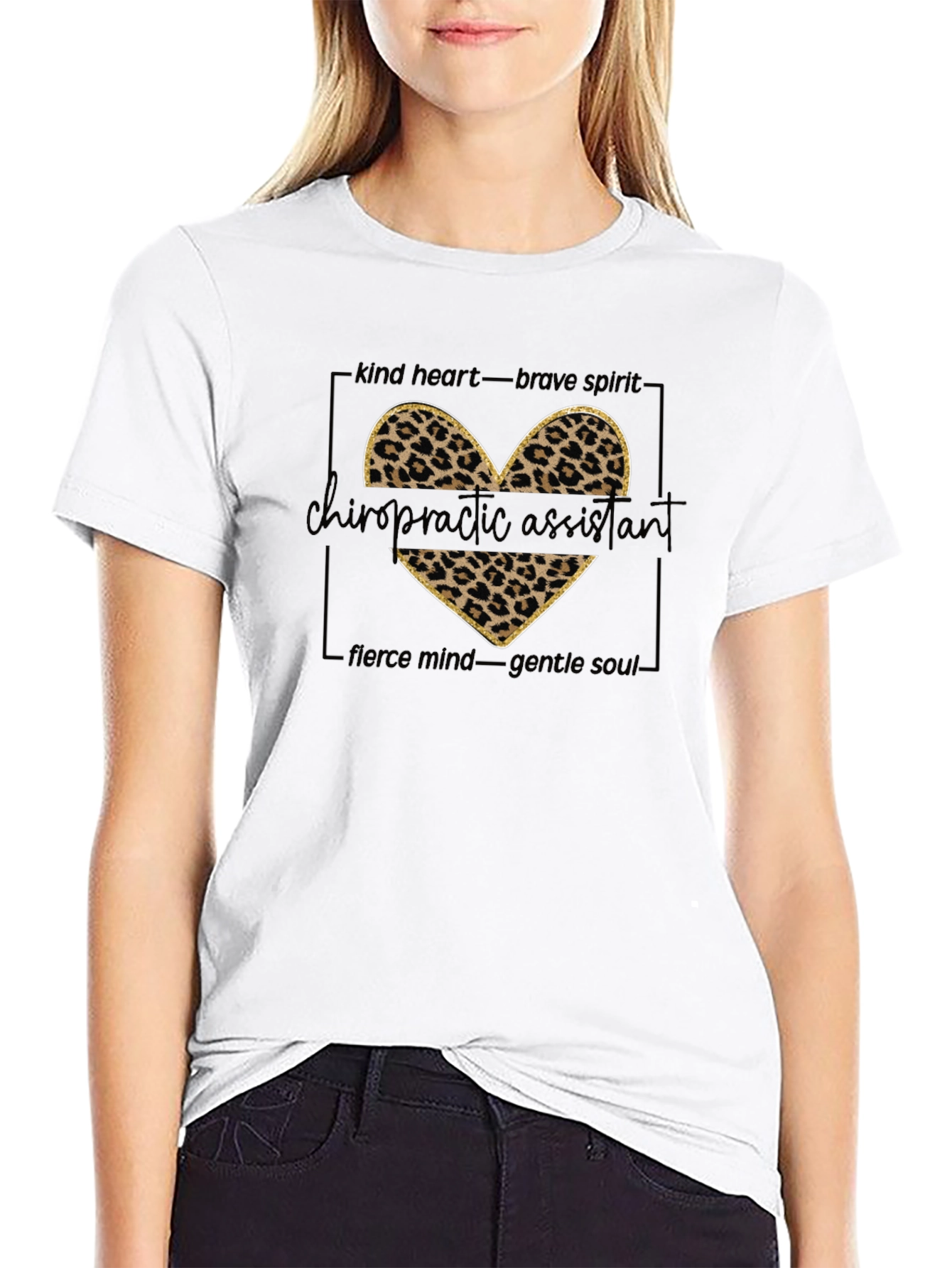 Chiropractic Assistant Leopard Print Heart Graphic Tee