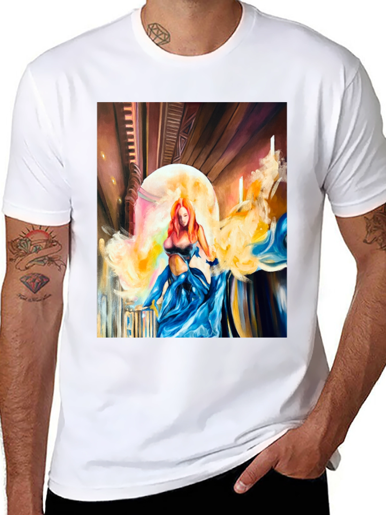 Fantasy Art T-Shirt: Ethereal Beauty in Blue