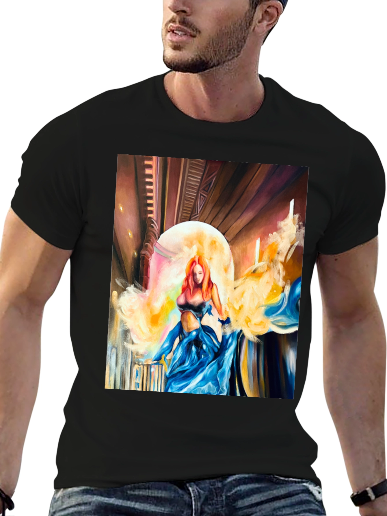 Fantasy Art T-Shirt: Ethereal Beauty in Blue