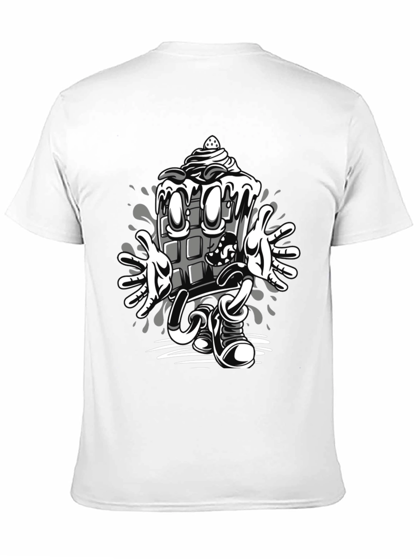 Cartoon Chocolate Bar Graphic Tee - Black Cotton Blend