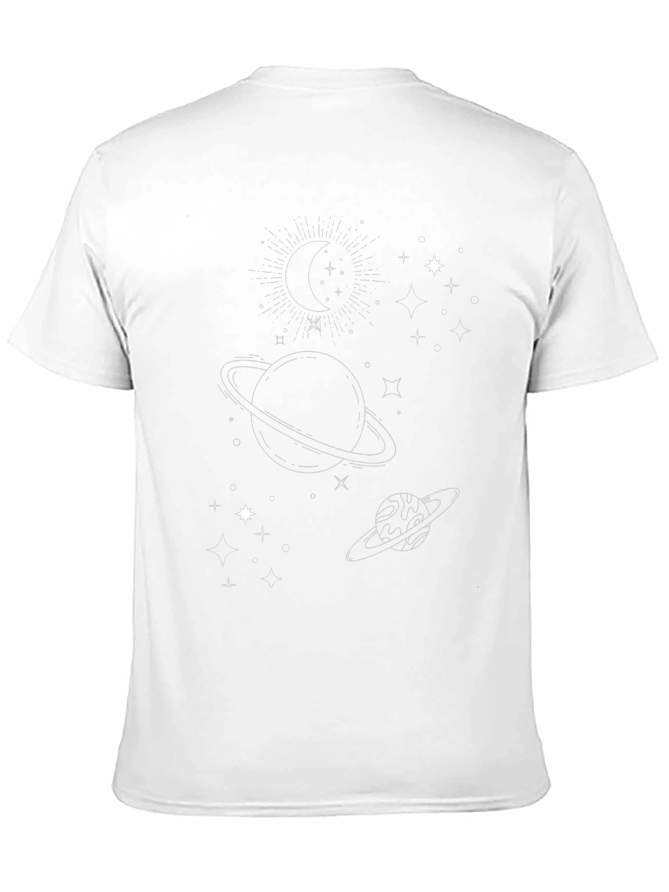 Celestial Graphic Tee: Planets Stars & Moon Design