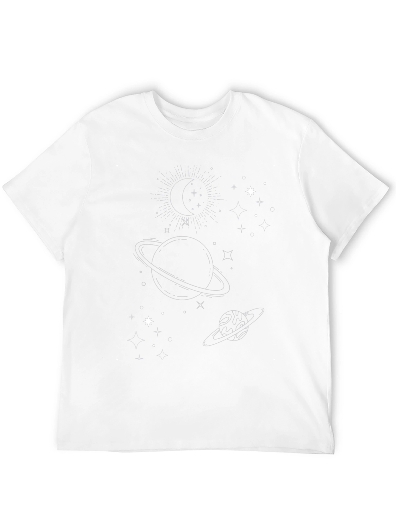 Celestial Graphic Tee: Planets Stars & Moon Design