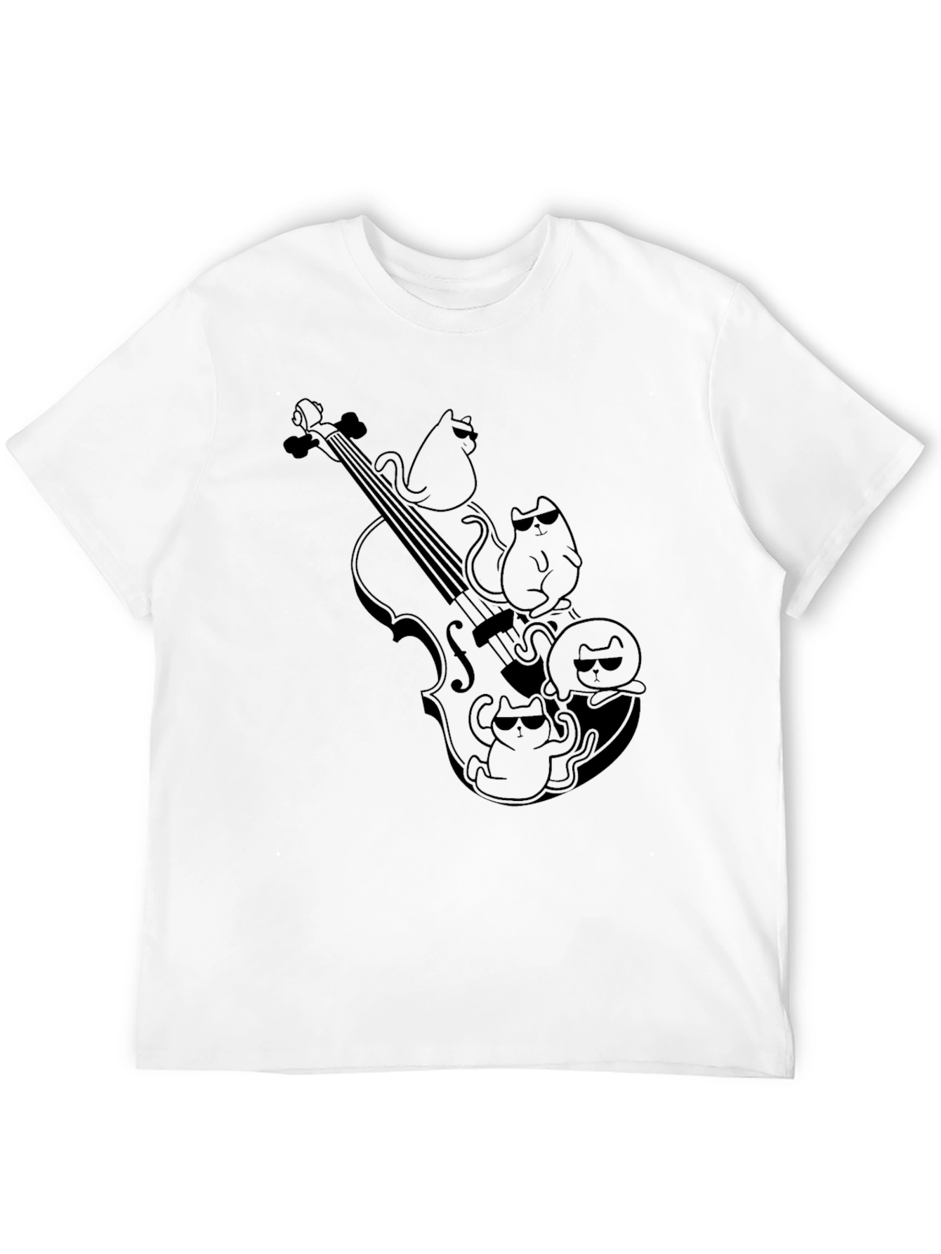Cats On Violin Black Graphic Tee