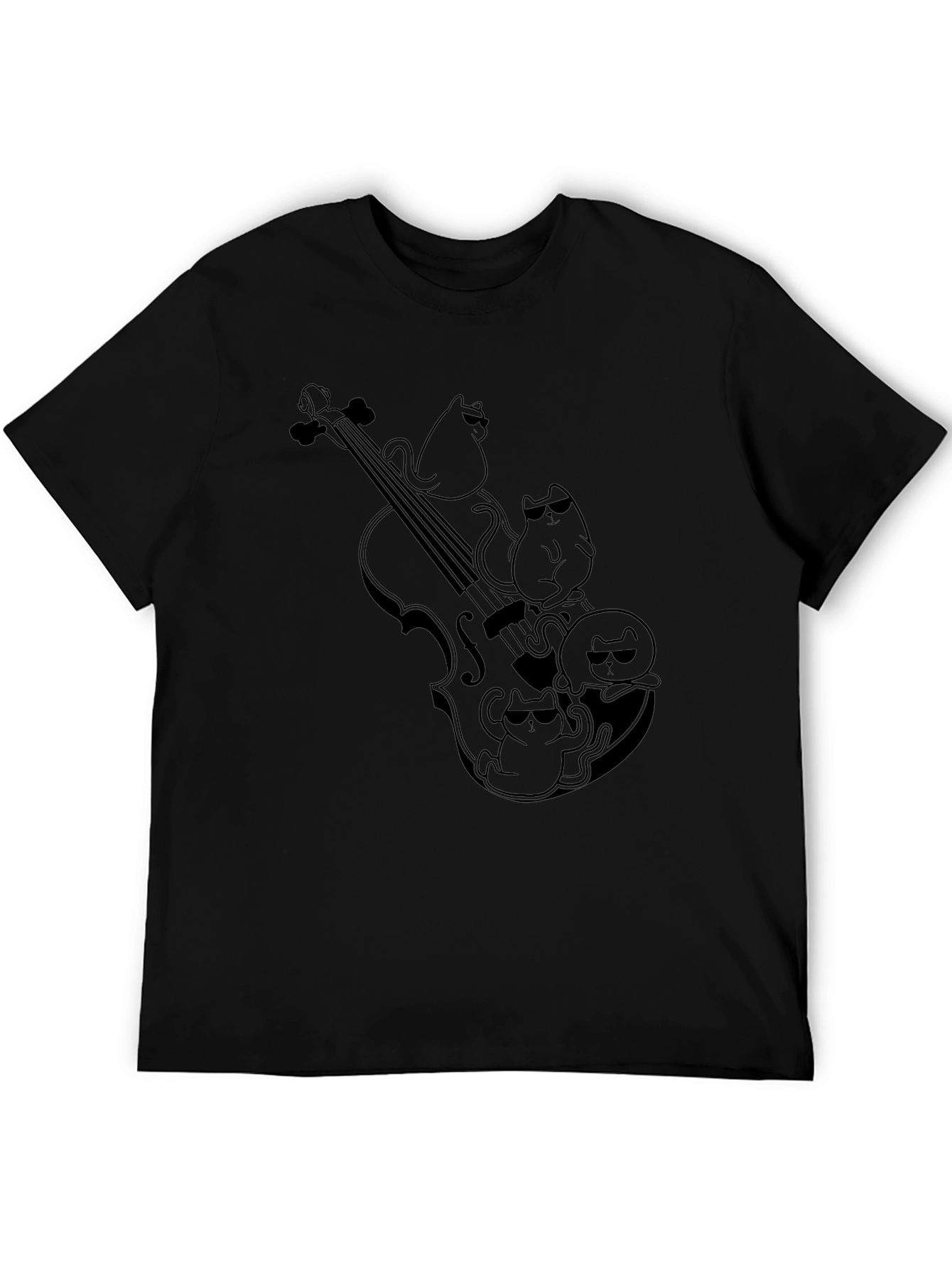 Cats On Violin Black Graphic Tee