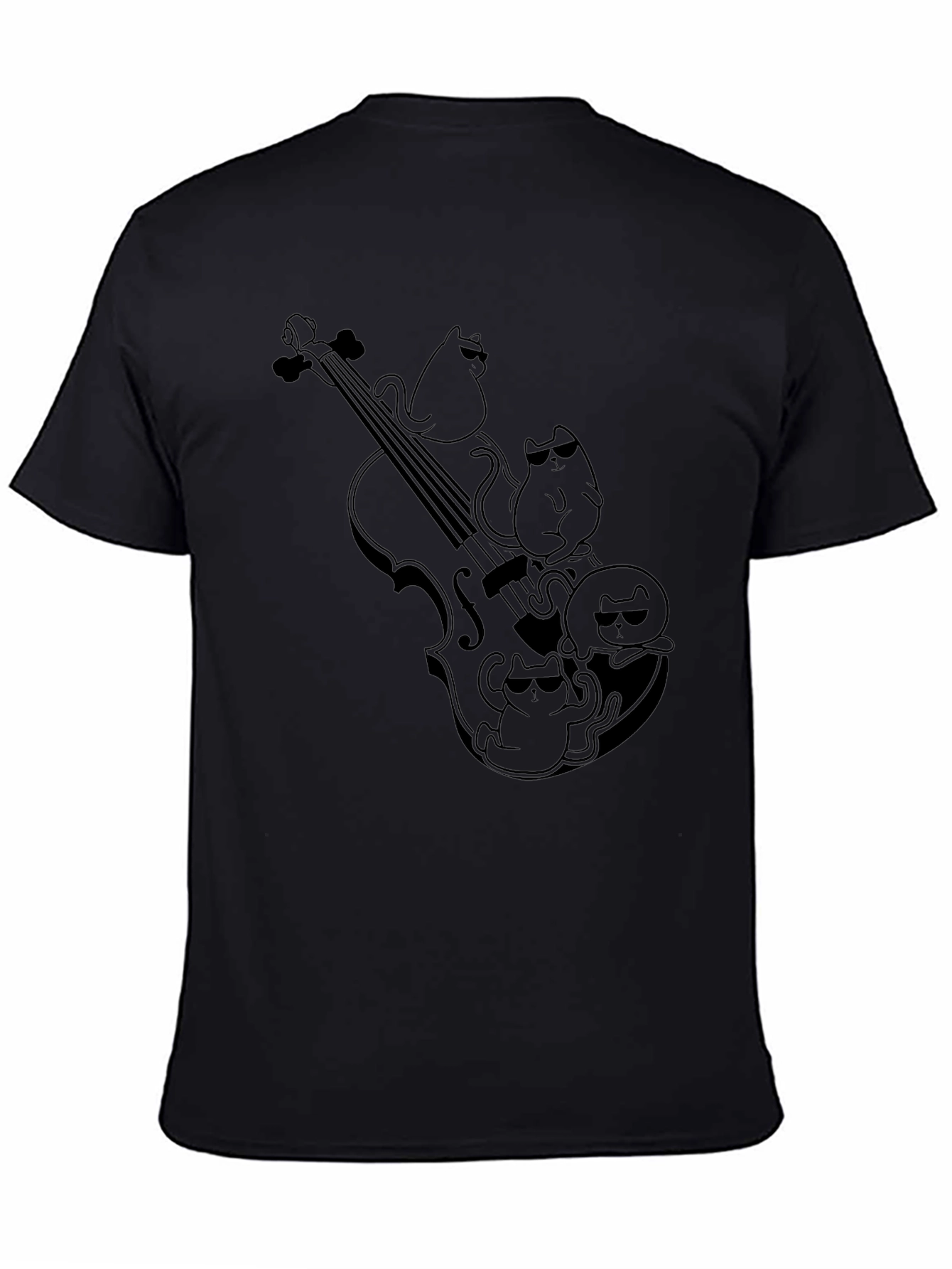 Cats On Violin Black Graphic Tee