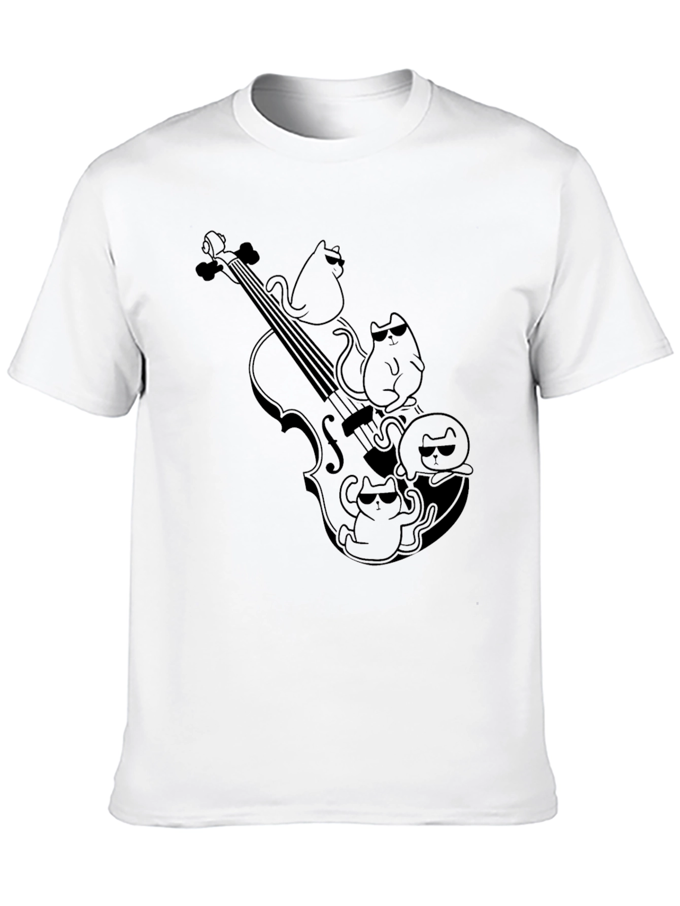Cats On Violin Black Graphic Tee