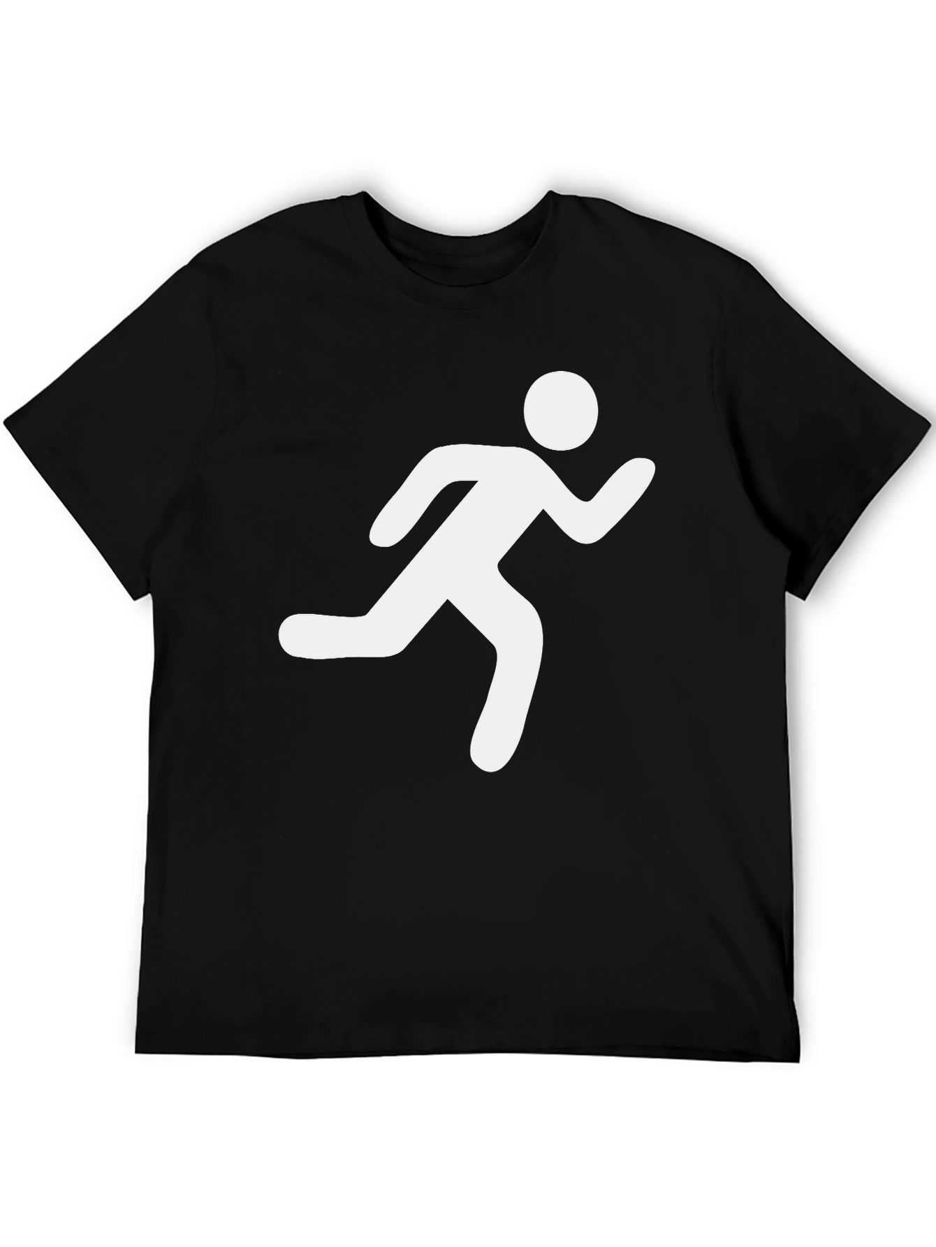 Mens Black T-Shirt - Running Man Graphic Tee