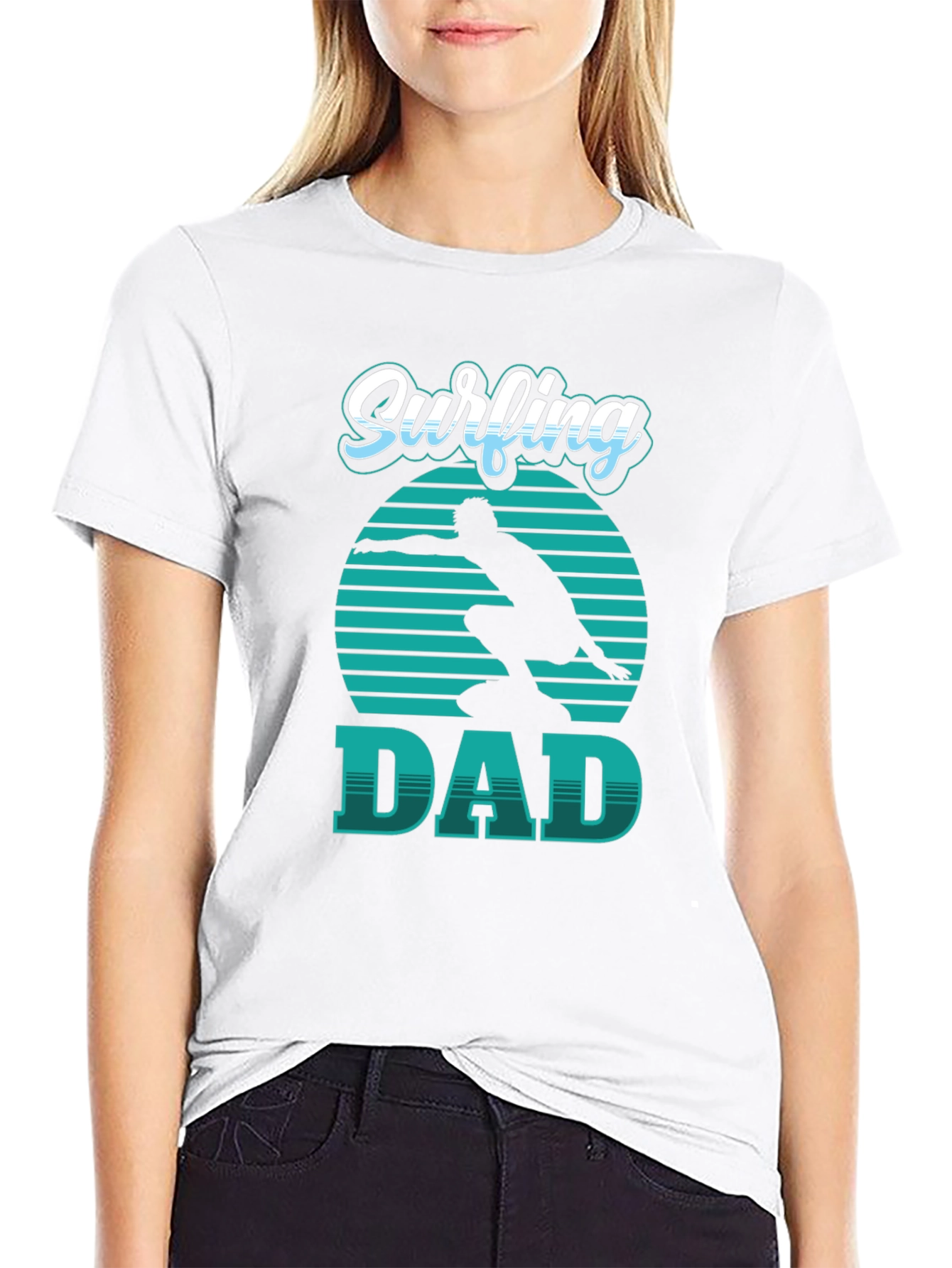 Surfing Dad Graphic Tee - Stylish Black T-Shirt