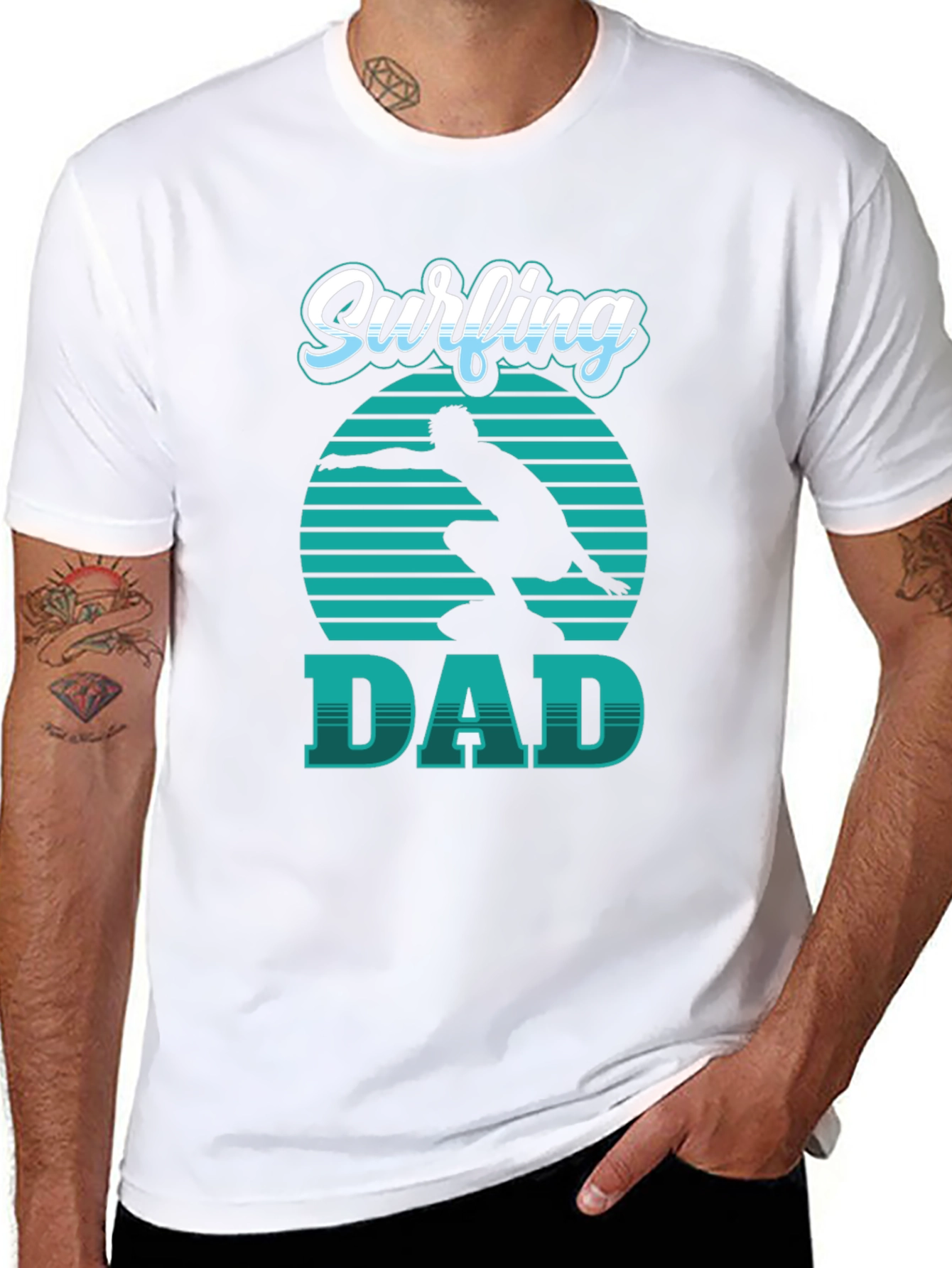 Surfing Dad Graphic Tee - Stylish Black T-Shirt
