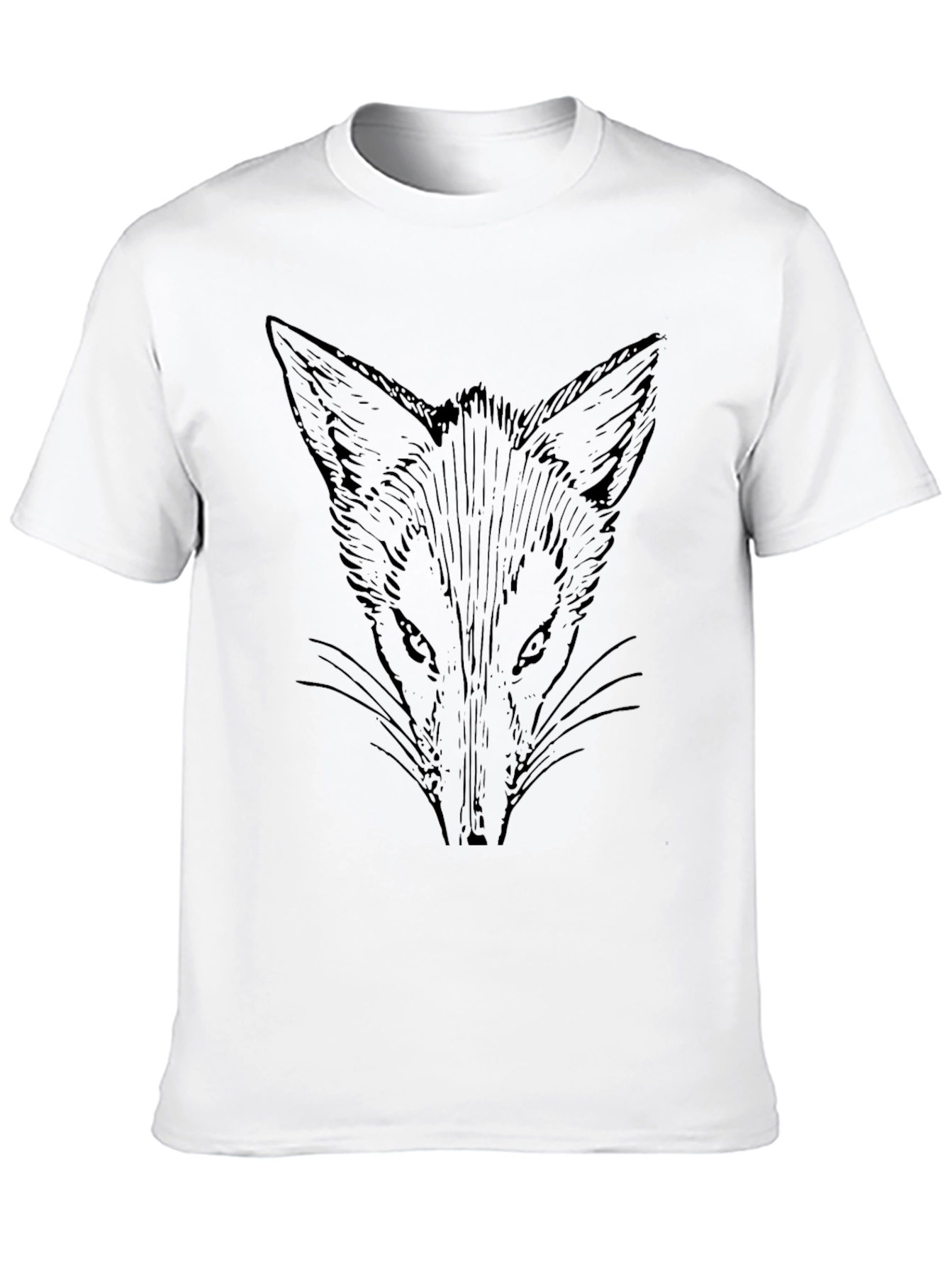 Mens Black T-Shirt with Fox Graphic Print
