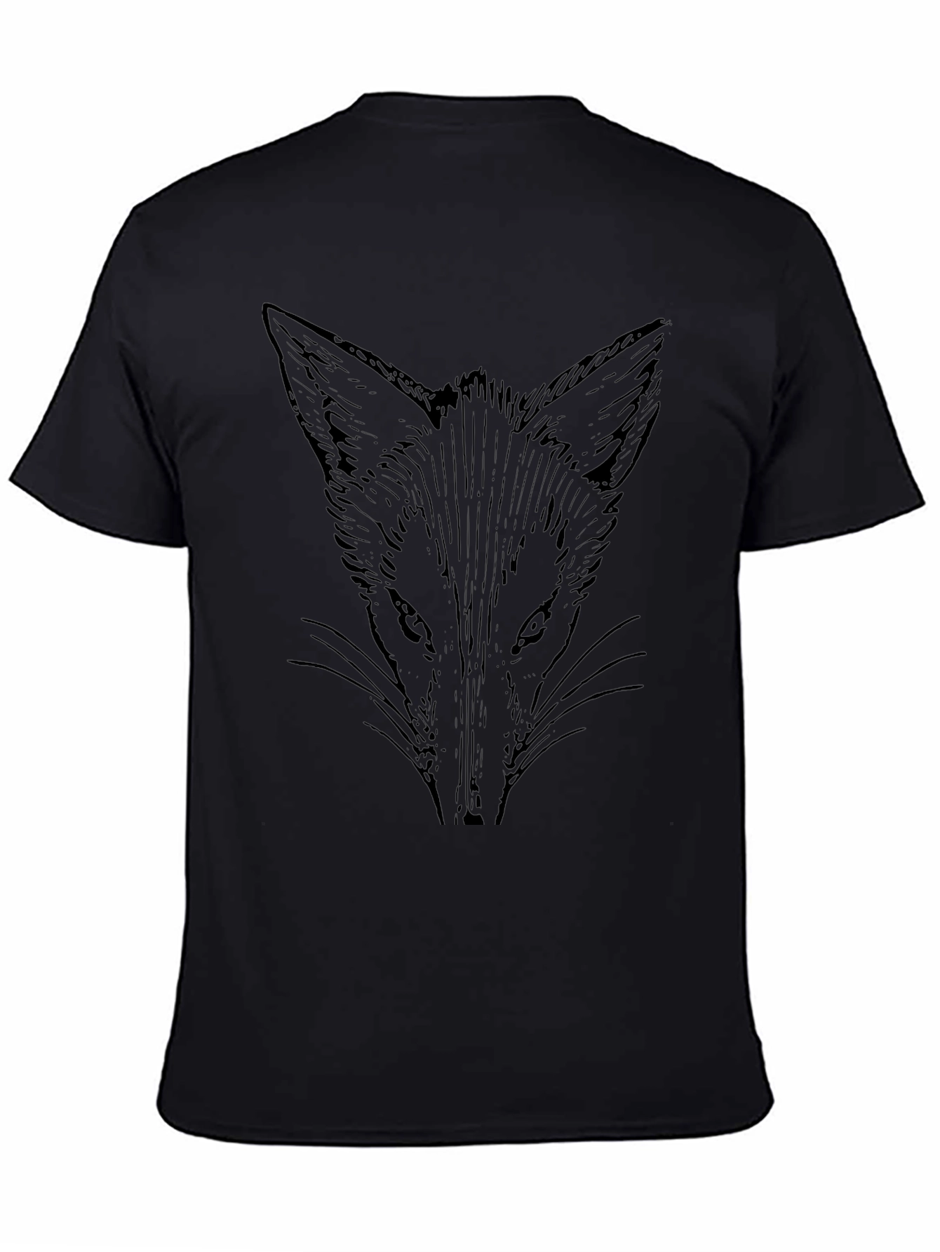 Mens Black T-Shirt with Fox Graphic Print