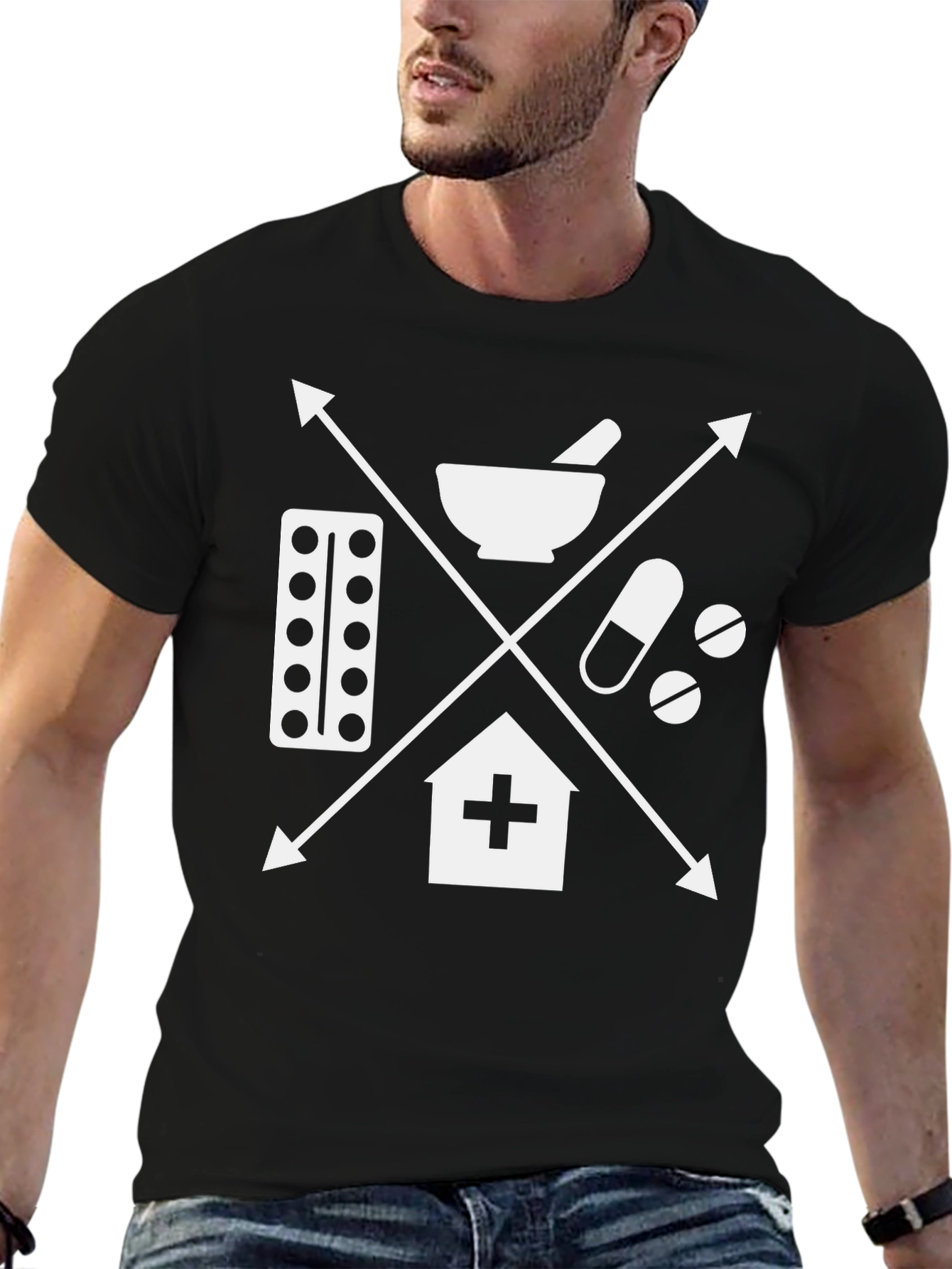 Pharmacy Symbol Graphic Tee - Black