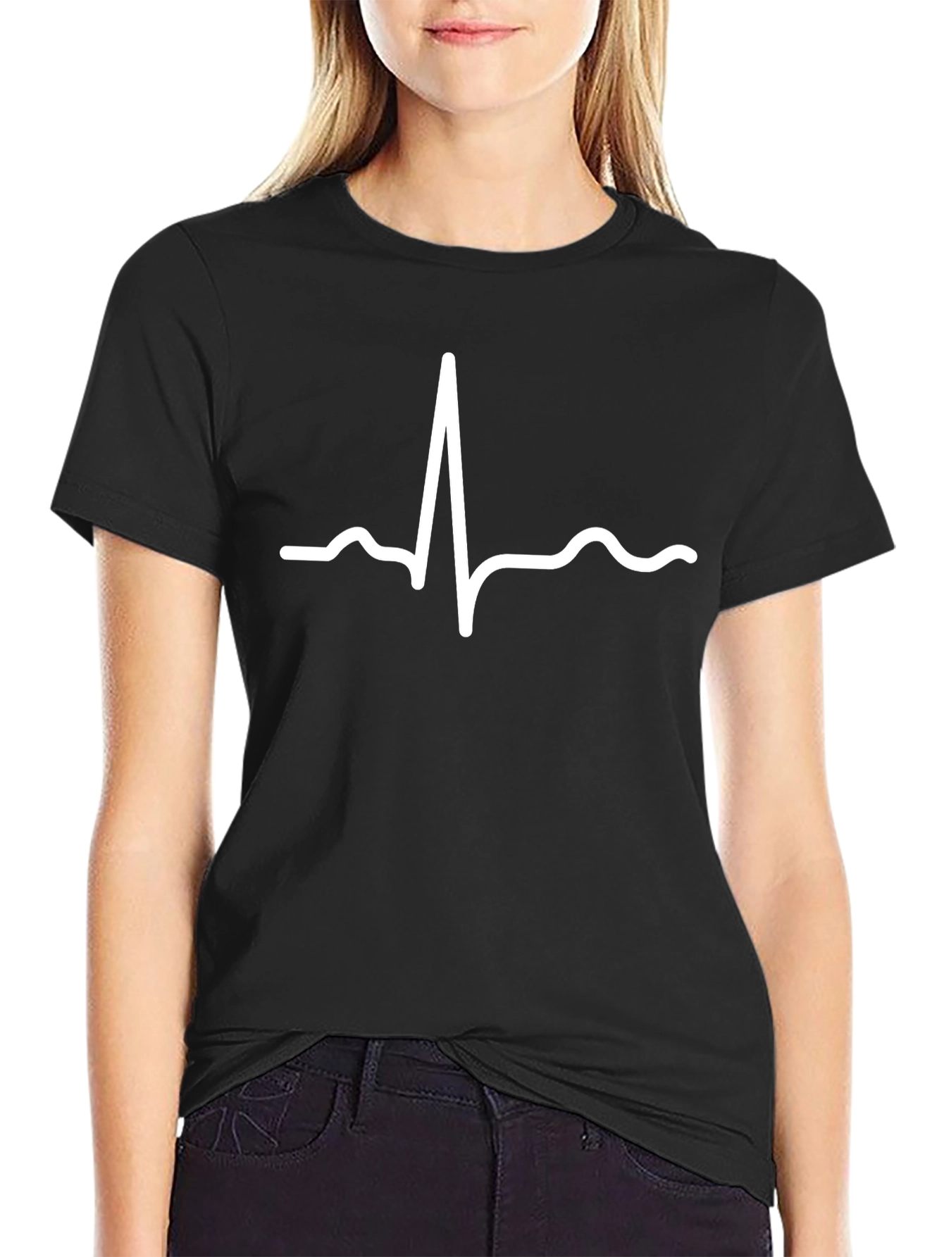 Heartbeat Graphic Tee - Black Cotton Comfort