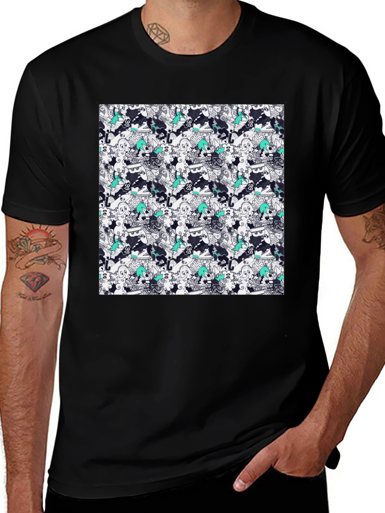 Cool Pattern Black Tee