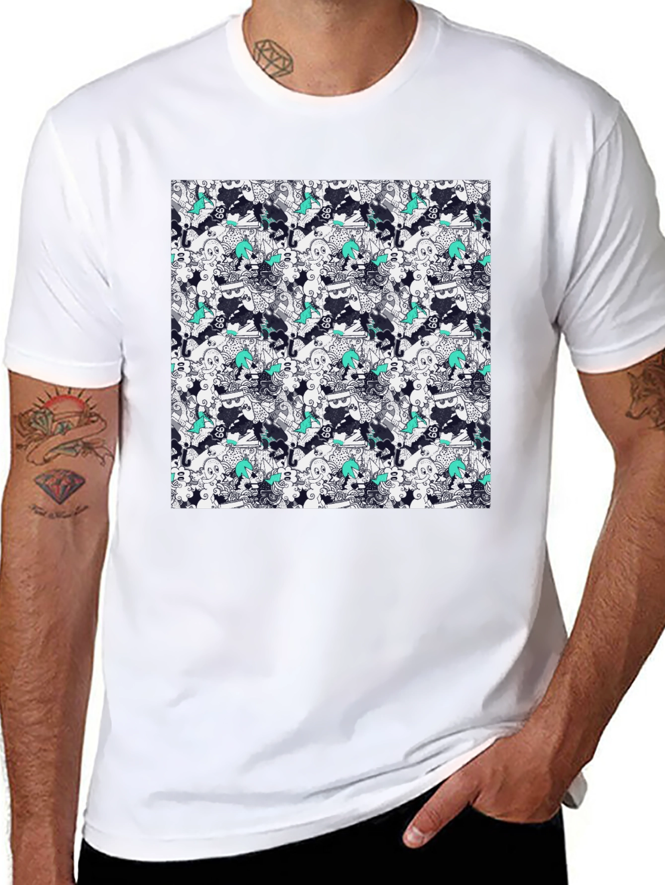 Cool Pattern Black Tee