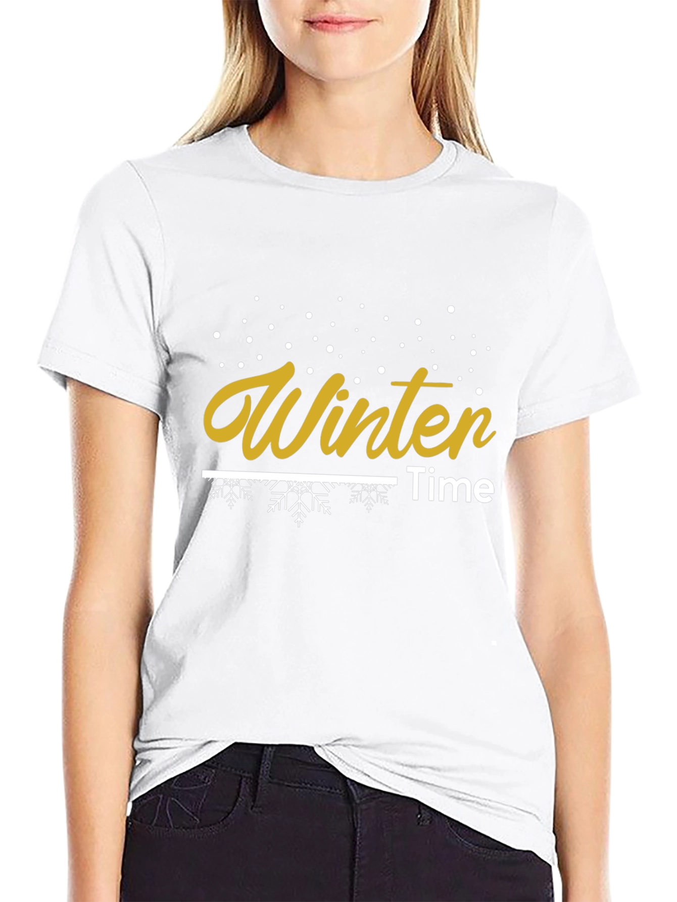 Winter Time Graphic Print Black T-Shirt