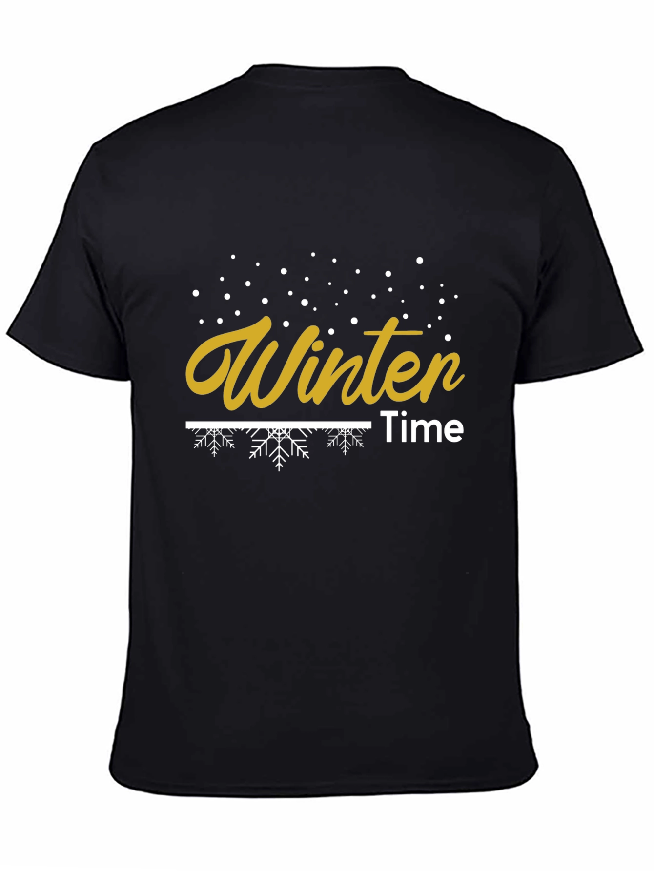 Winter Time Graphic Print Black T-Shirt