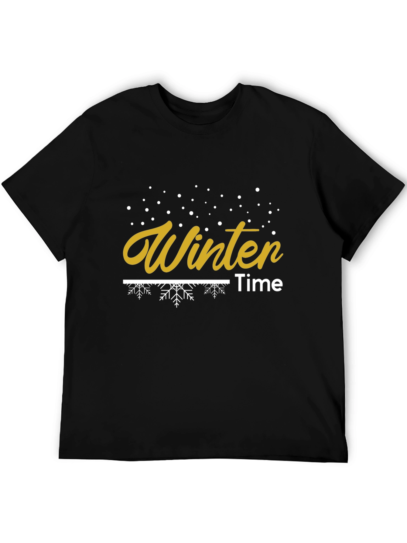 Winter Time Graphic Print Black T-Shirt