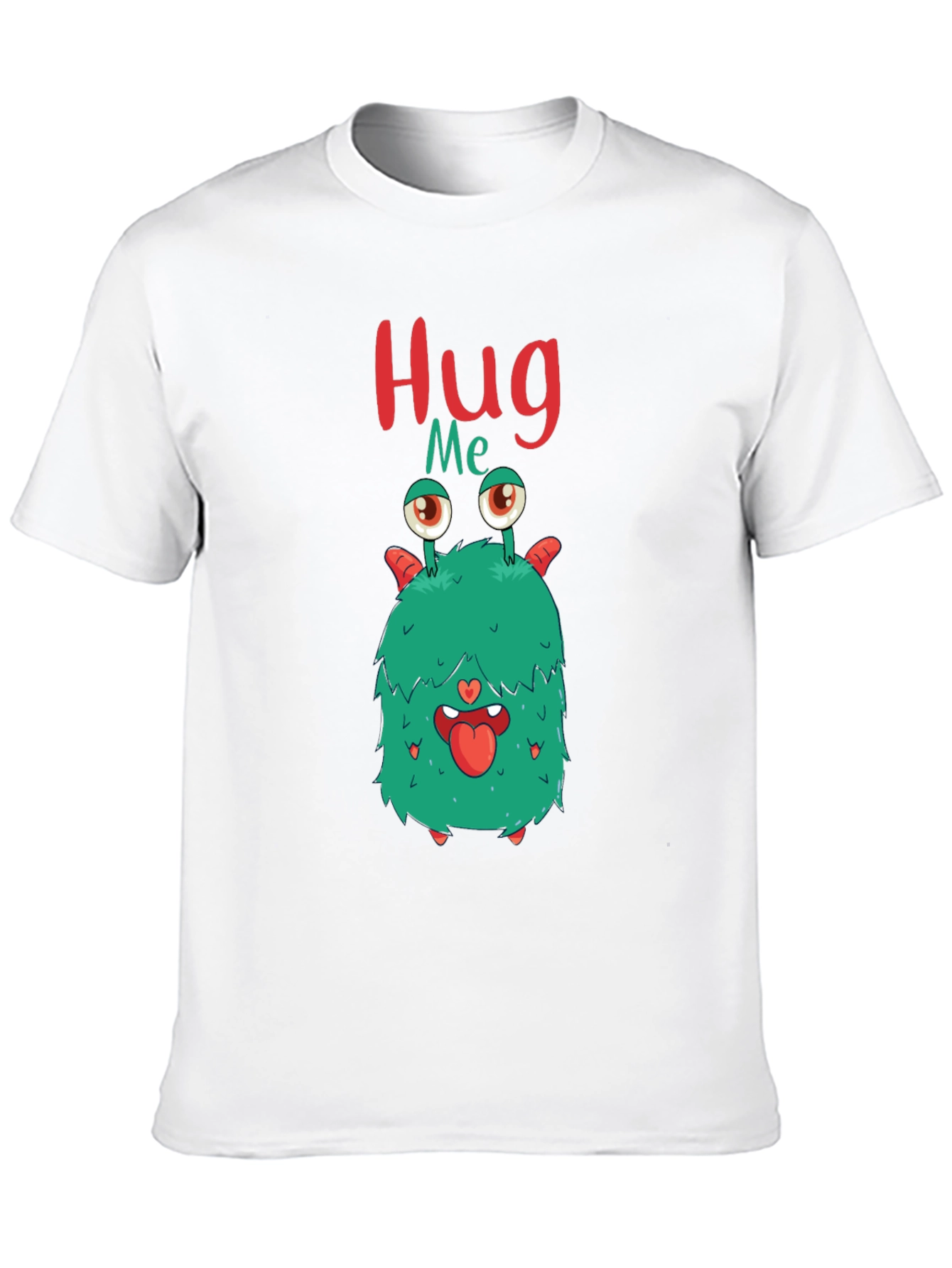 Funny Monster Hug Me Graphic Black T-Shirt