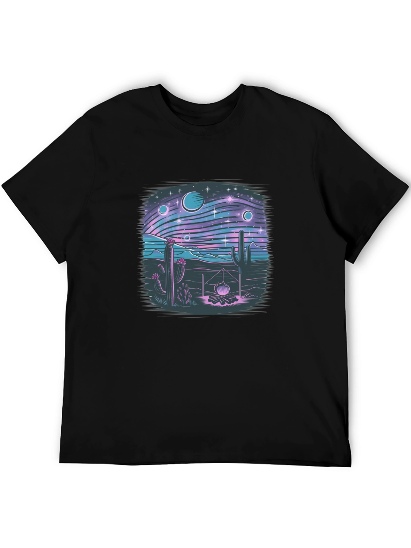 Desert Galaxy Graphic Tee - Black Cotton T-Shirt