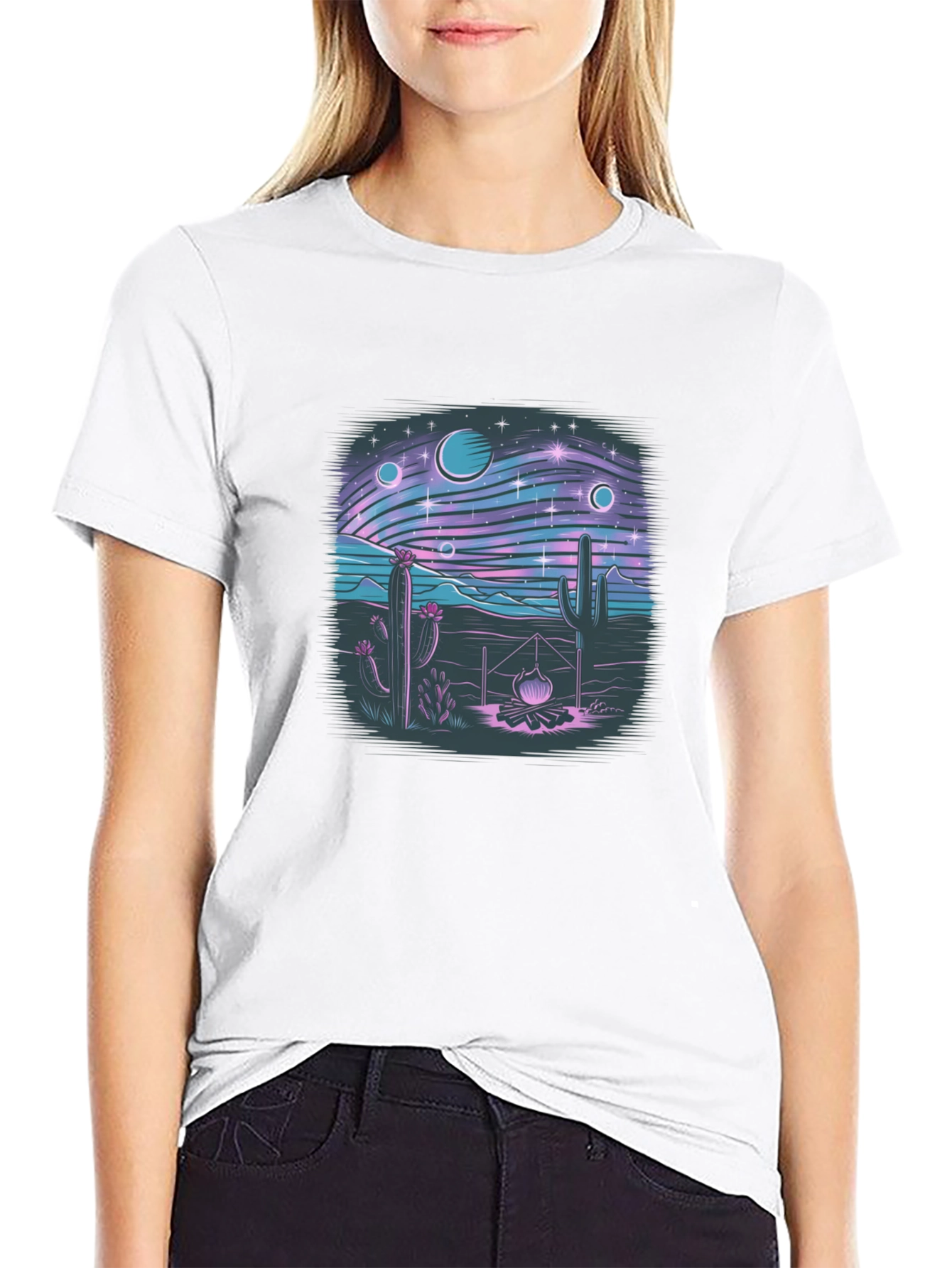 Desert Galaxy Graphic Tee - Black Cotton T-Shirt