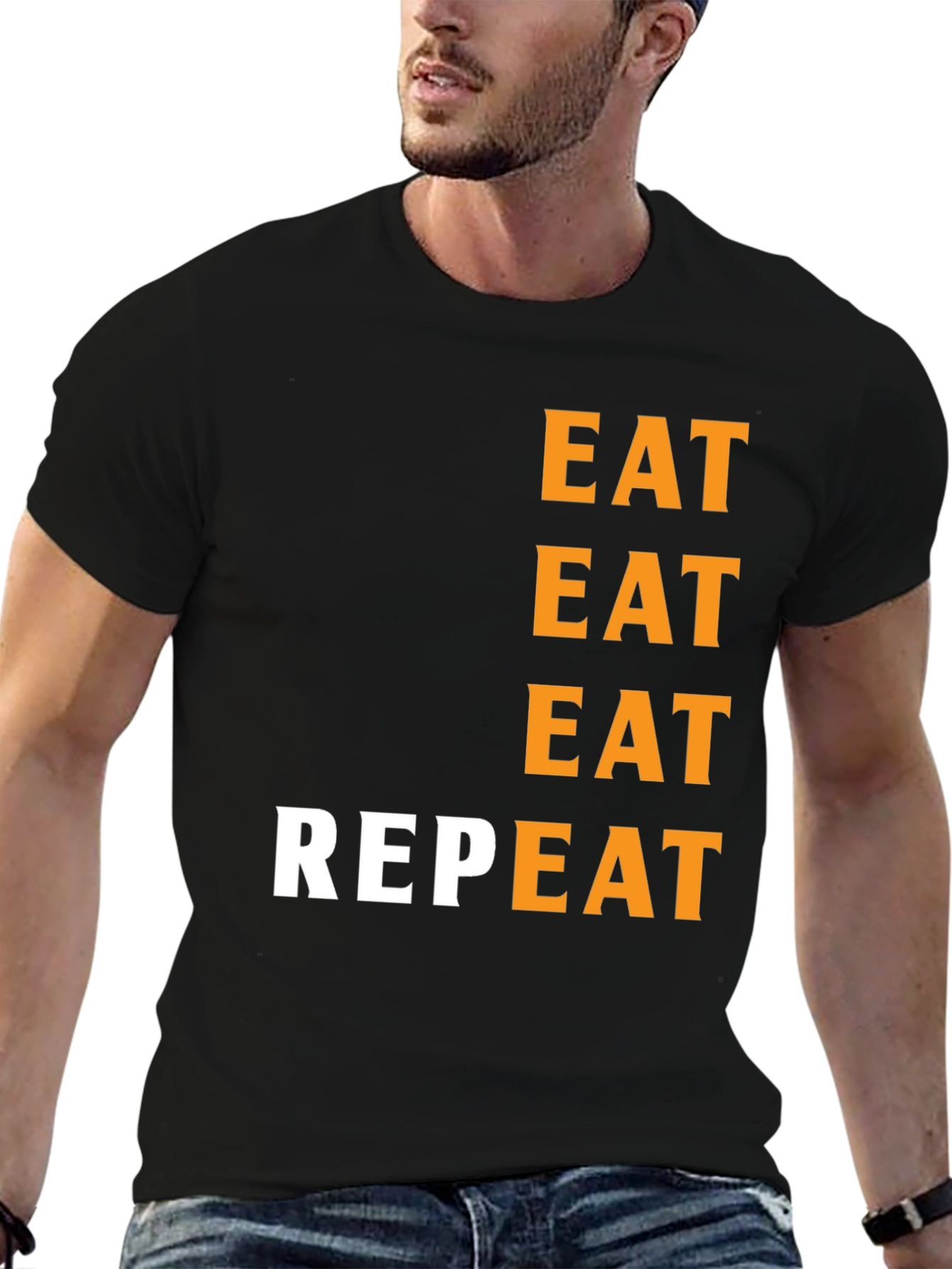 Eat Repeat Black Graphic Tee