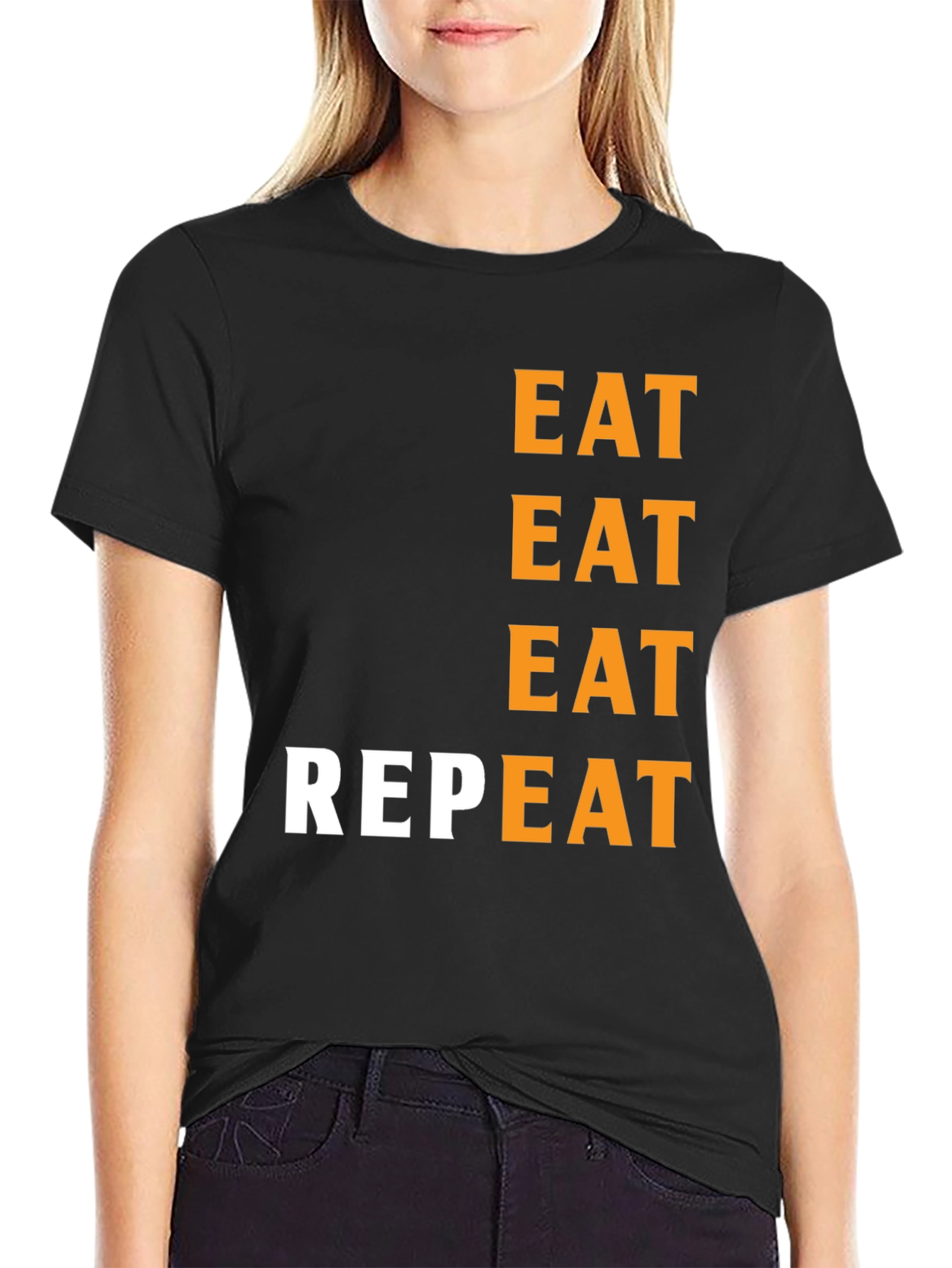 Eat Repeat Black Graphic Tee