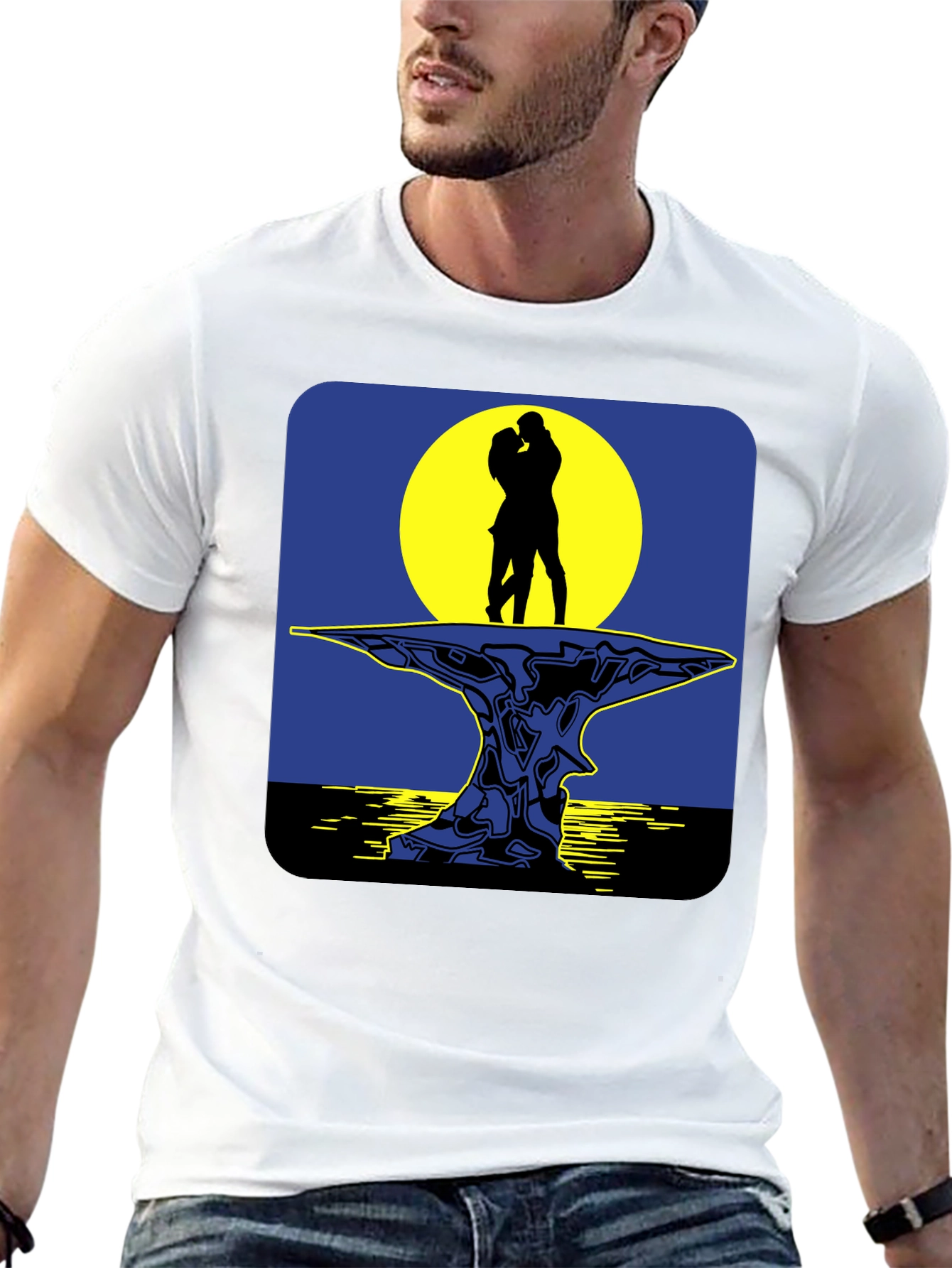 Romantic Silhouette T-Shirt - Moonlit Lovers