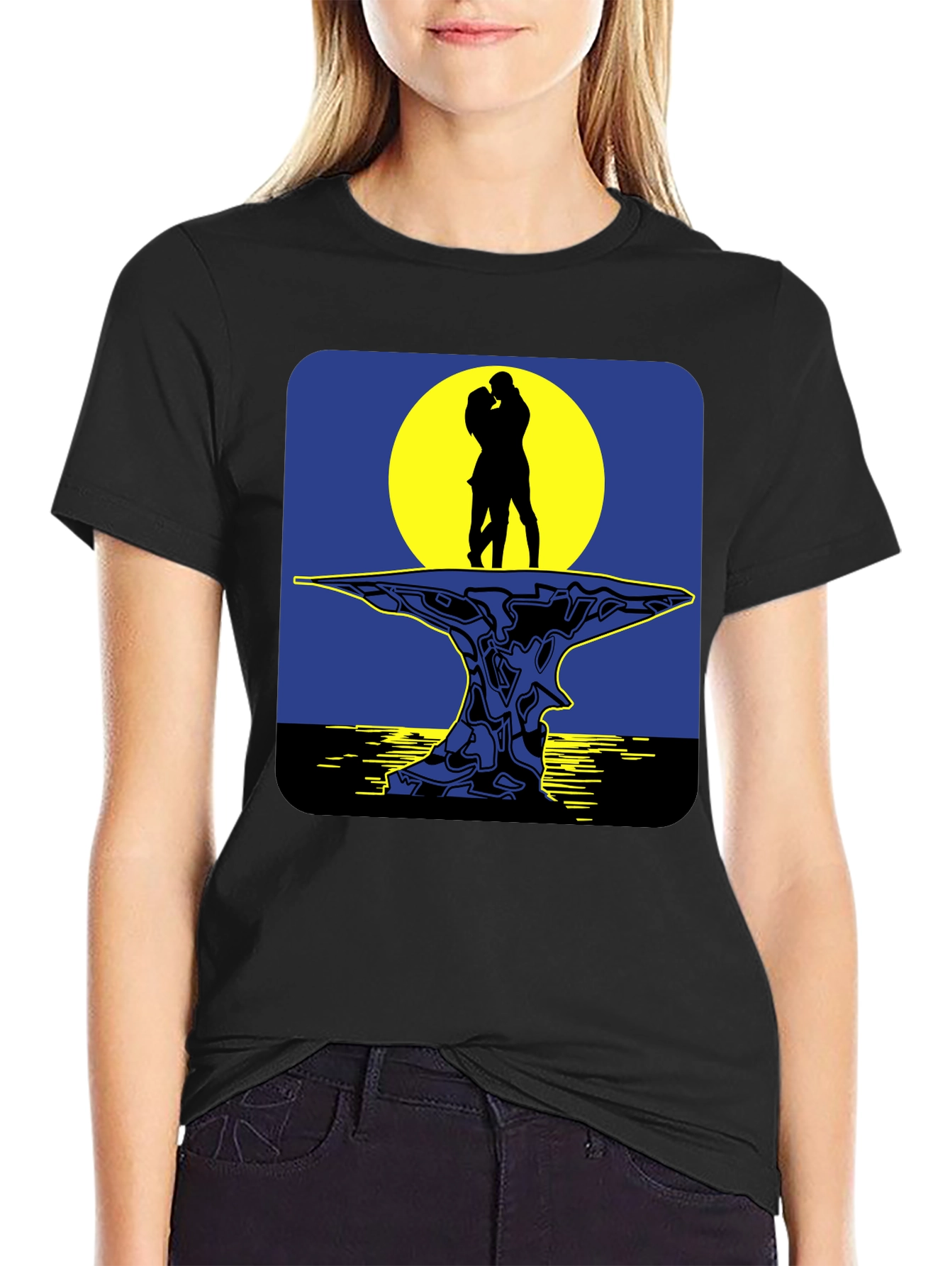 Romantic Silhouette T-Shirt - Moonlit Lovers