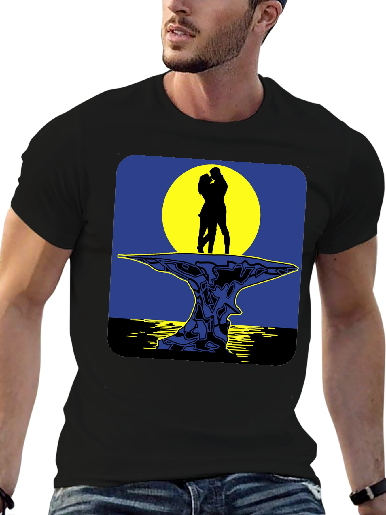 Romantic Silhouette T-Shirt - Moonlit Lovers