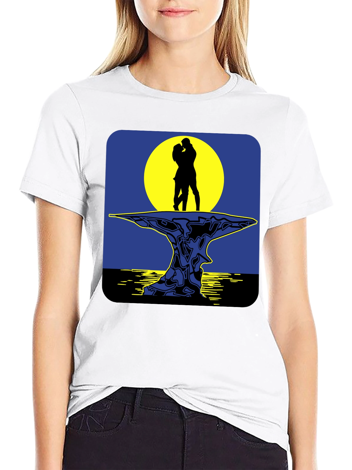 Romantic Silhouette T-Shirt - Moonlit Lovers