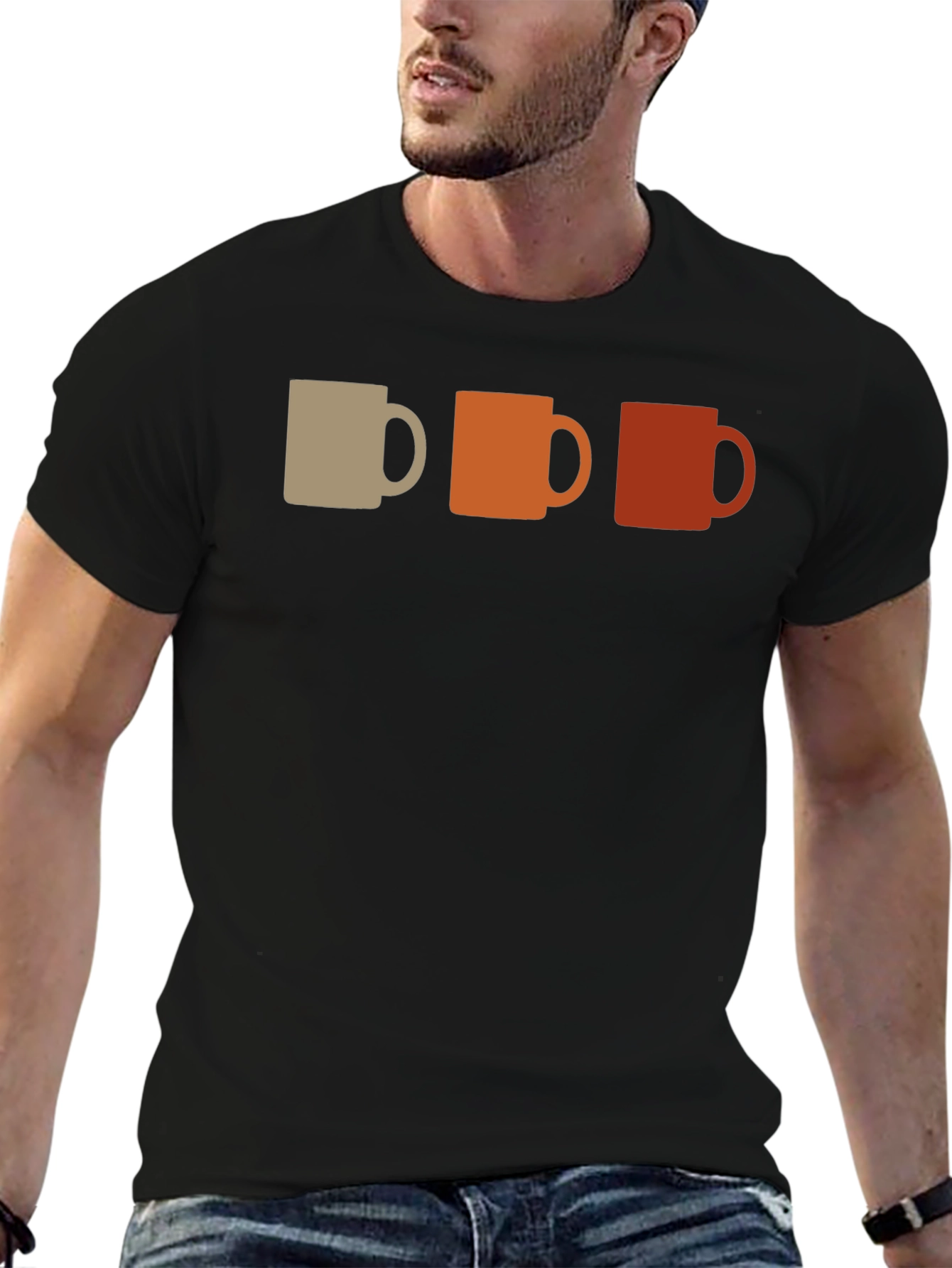 Retro Coffee Mug Graphic Tee - Black
