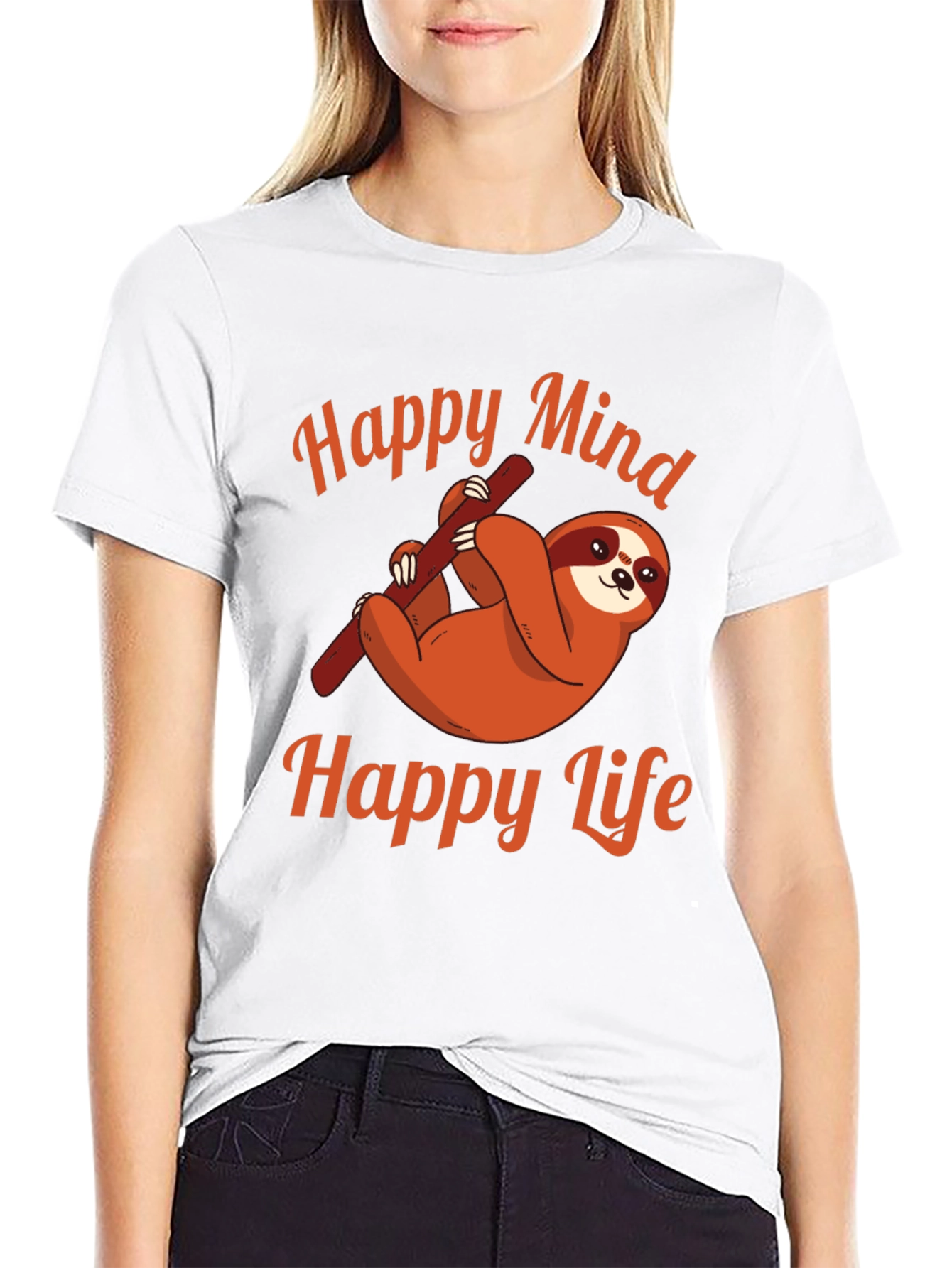 Happy Mind Happy Life Sloth Graphic Tee