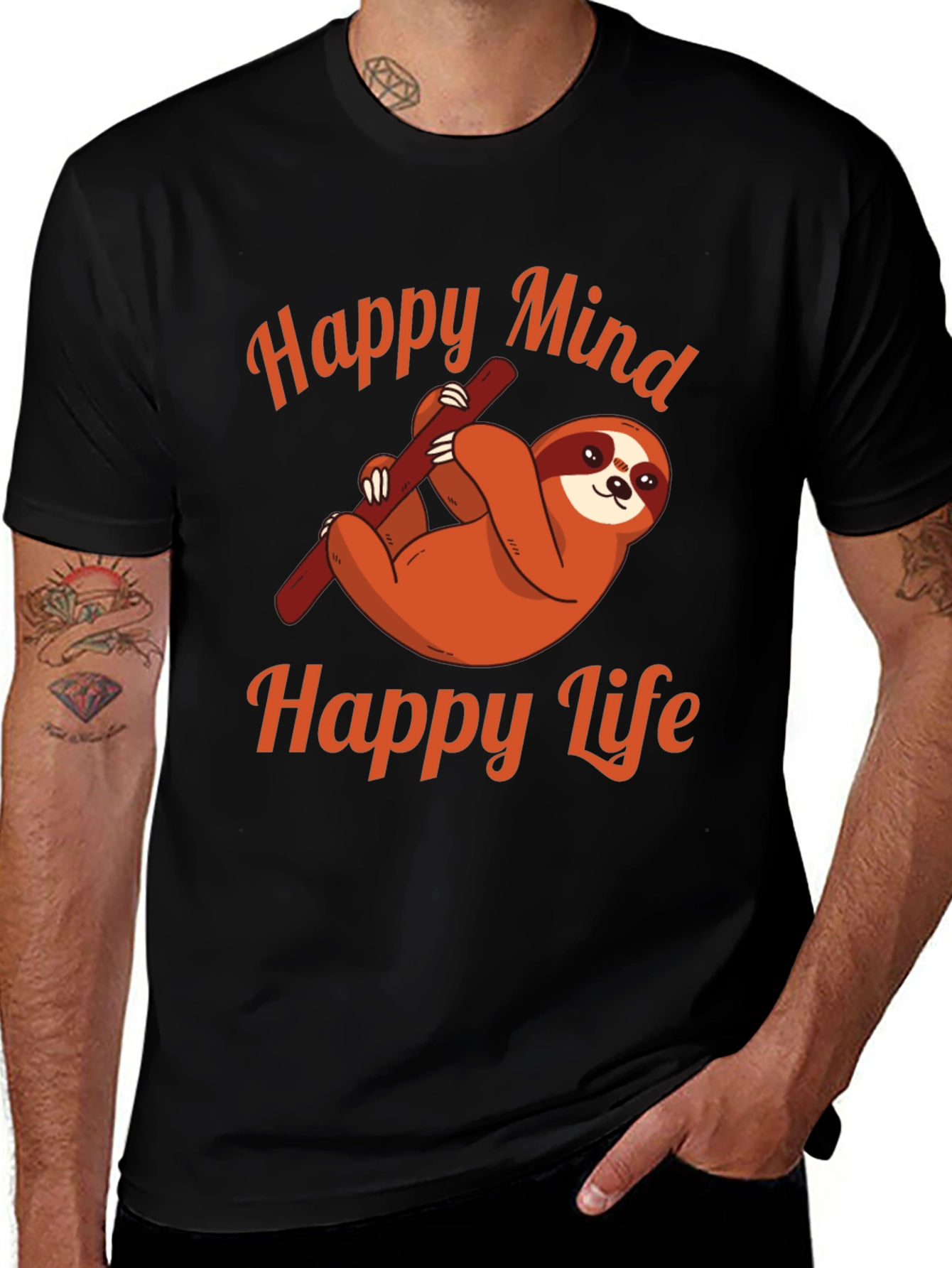 Happy Mind Happy Life Sloth Graphic Tee