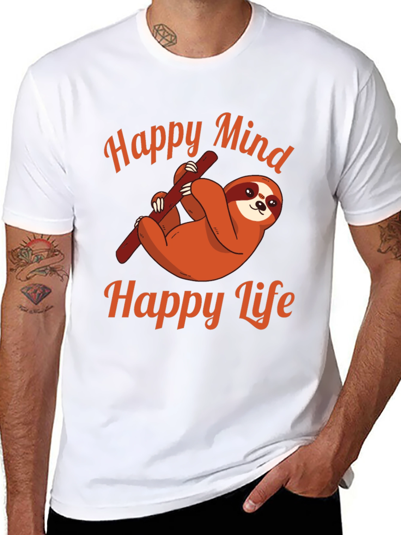Happy Mind Happy Life Sloth Graphic Tee