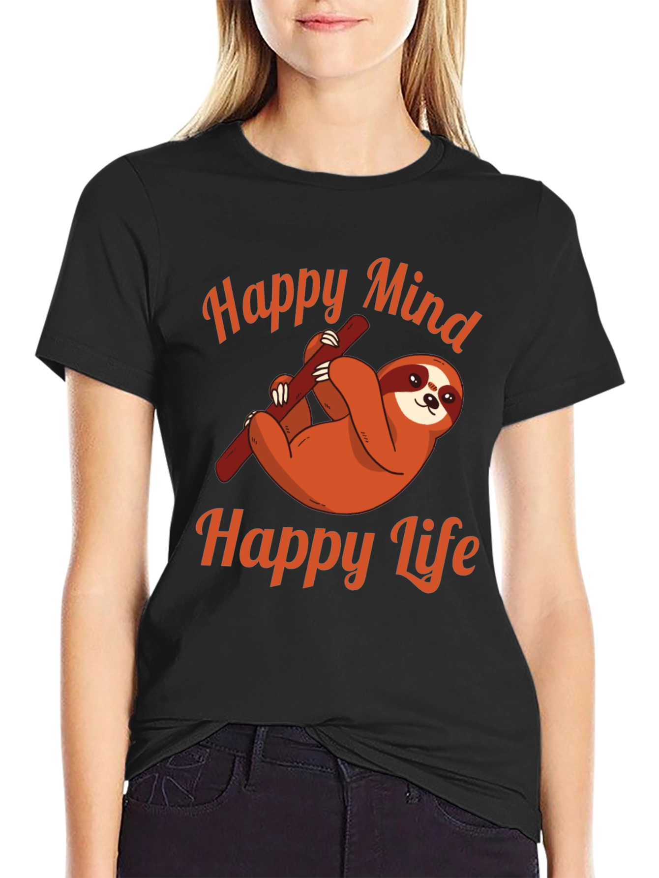 Happy Mind Happy Life Sloth Graphic Tee