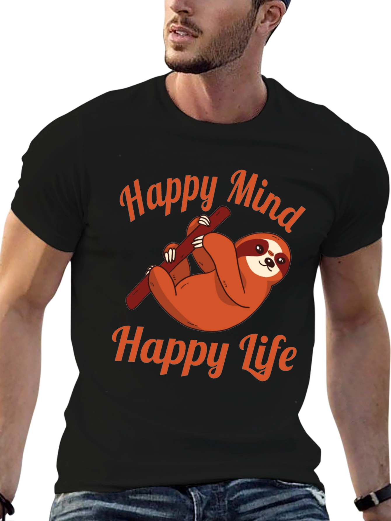 Happy Mind Happy Life Sloth Graphic Tee