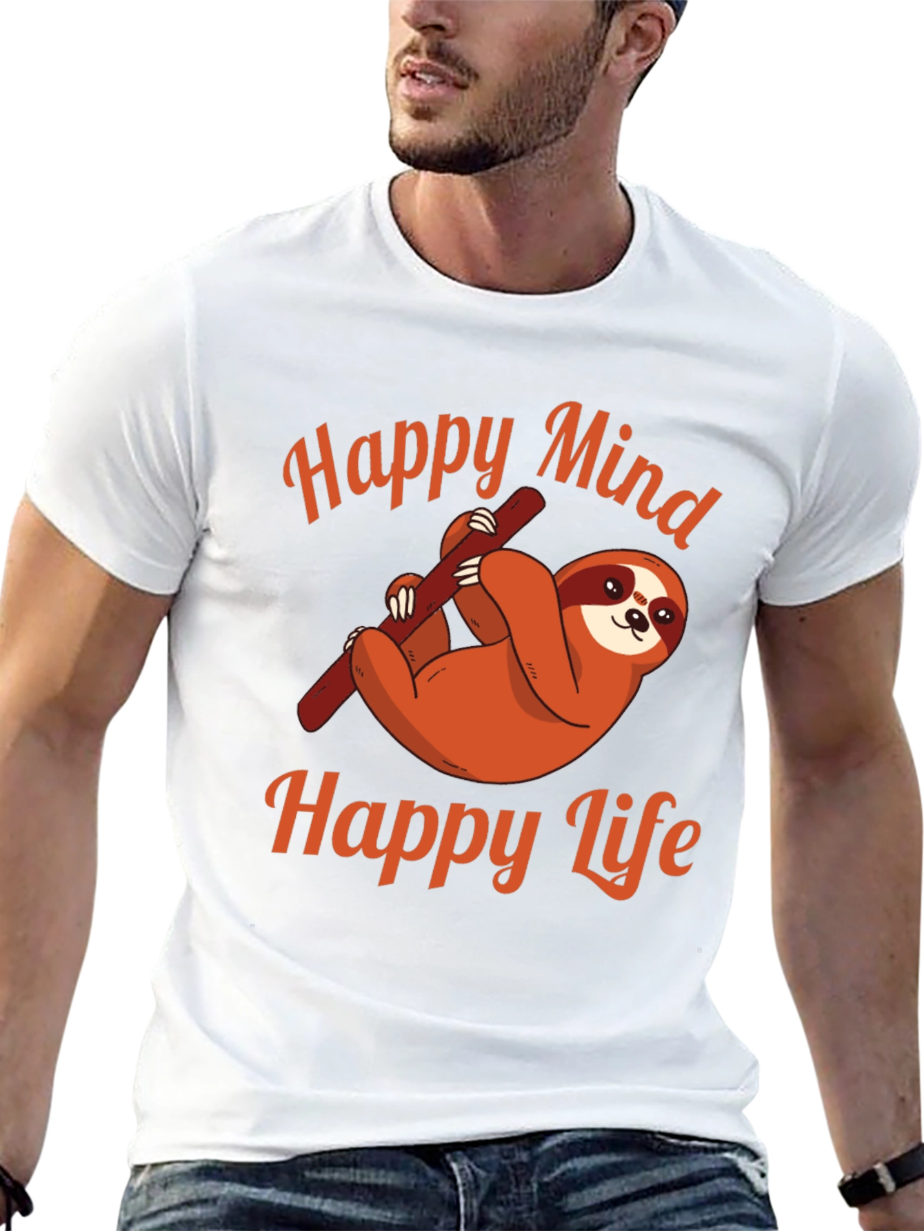 Happy Mind Happy Life Sloth Graphic Tee